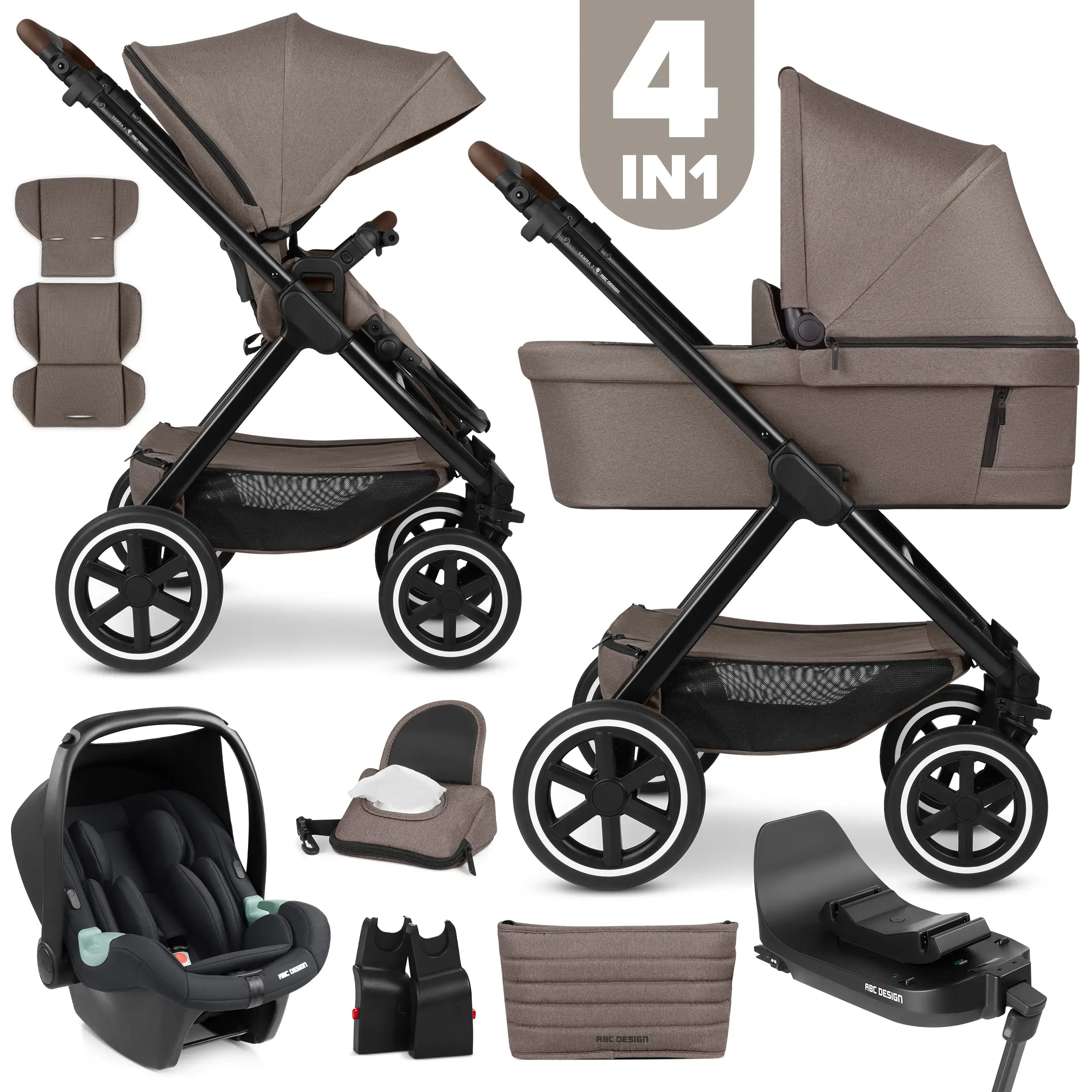 Kit poussette 4en1 Samba 2 avec Base Isofix - Nature