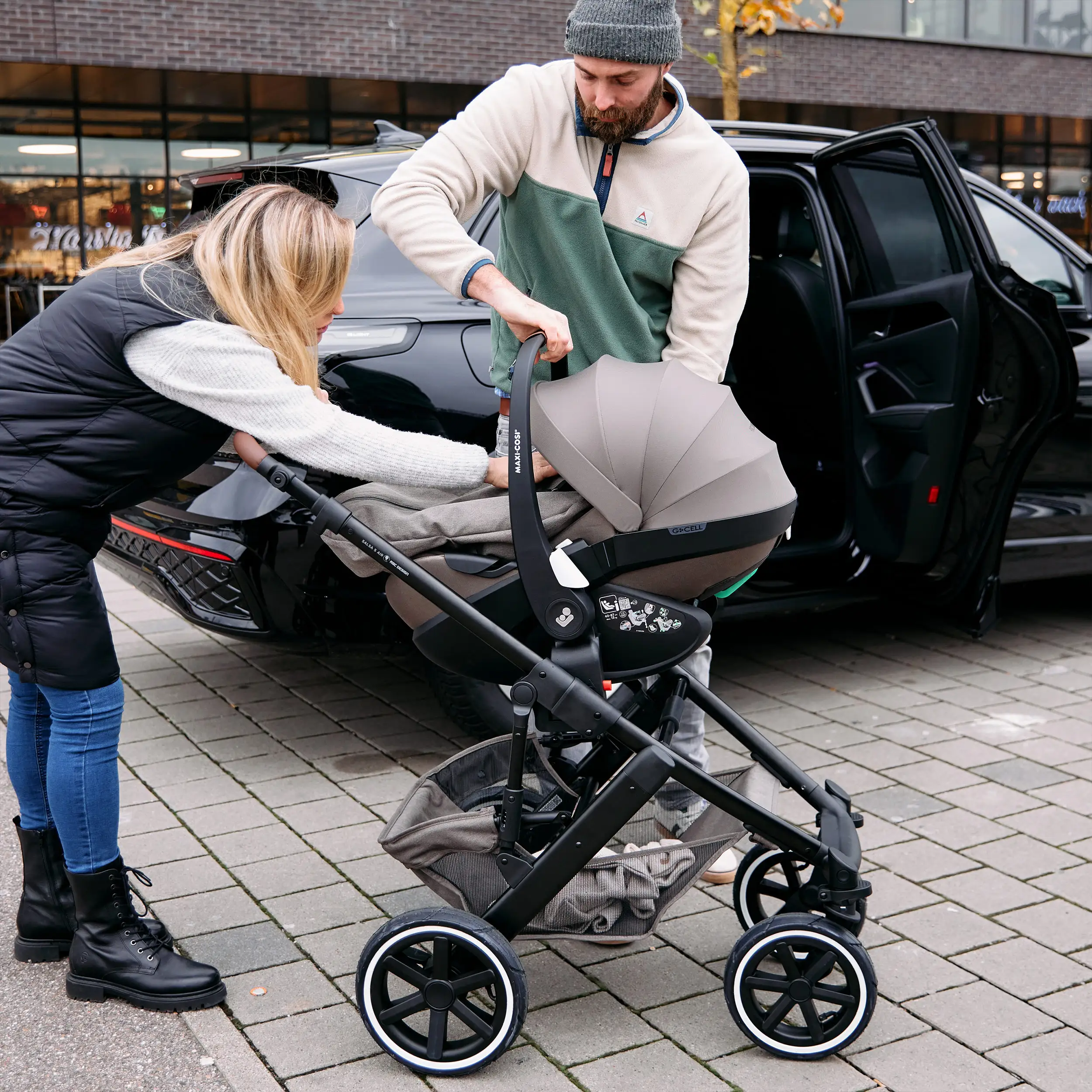 Ensemble poussette 3 en 1 Salsa 5 Air avec siège auto pour bébé Maxi Cosi Pebble 360 Pro 2 - Nature