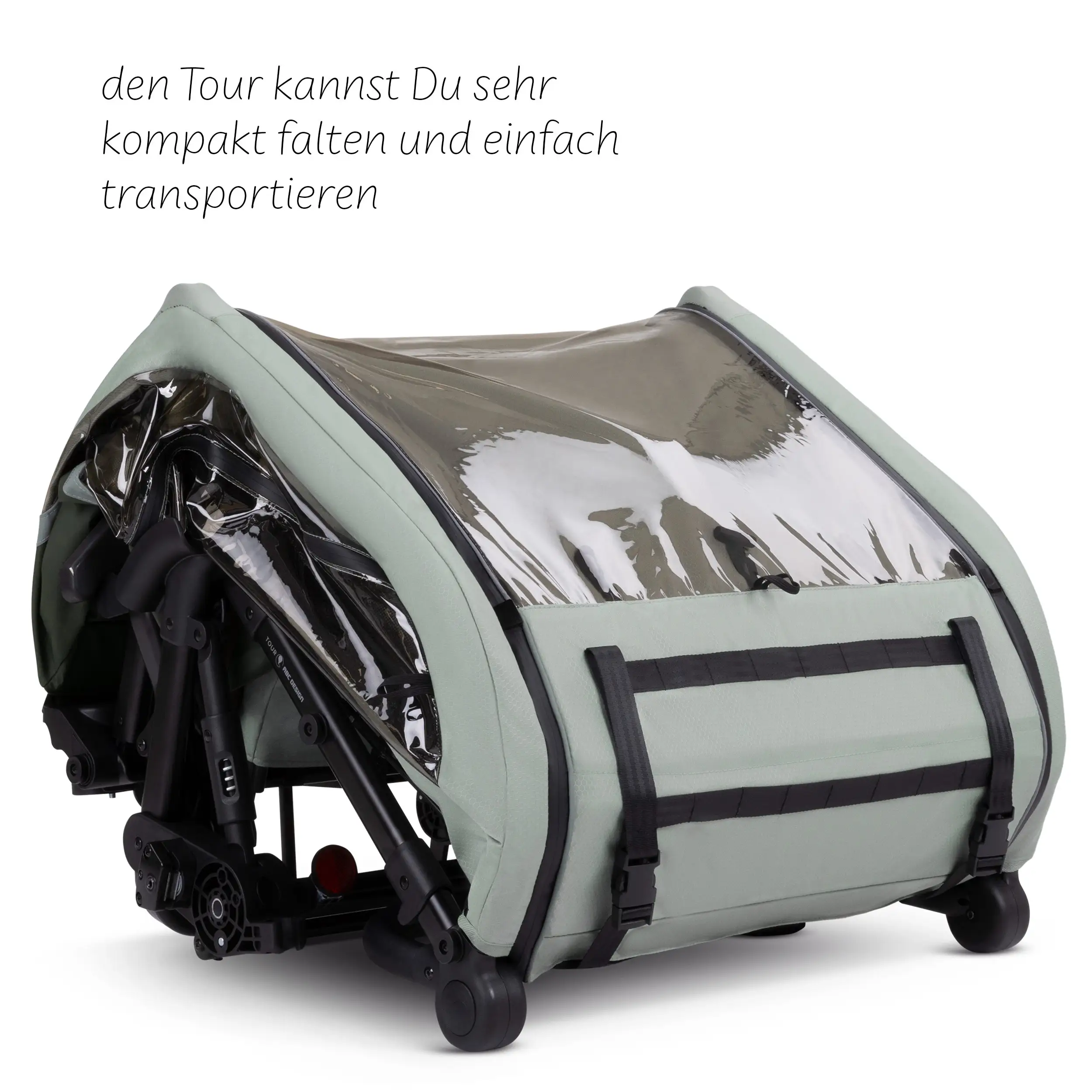 Remorque à vélo Tour 2 avec 2 sièges confortables et roues gonflables - Olive