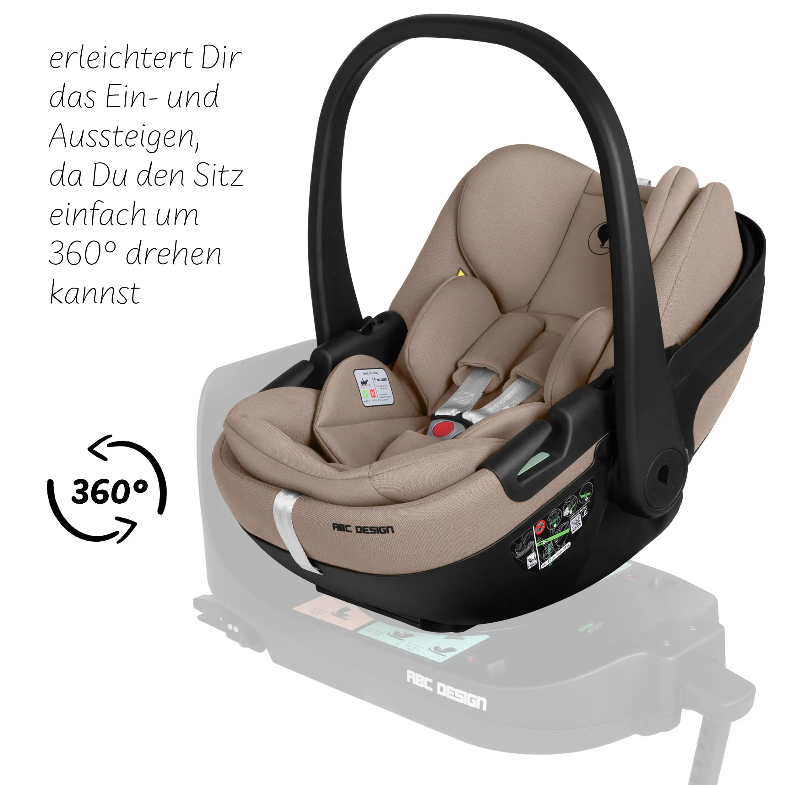 Coque auto Calla i-Size avec position allongée, base ISOFIX rotative Root incluse