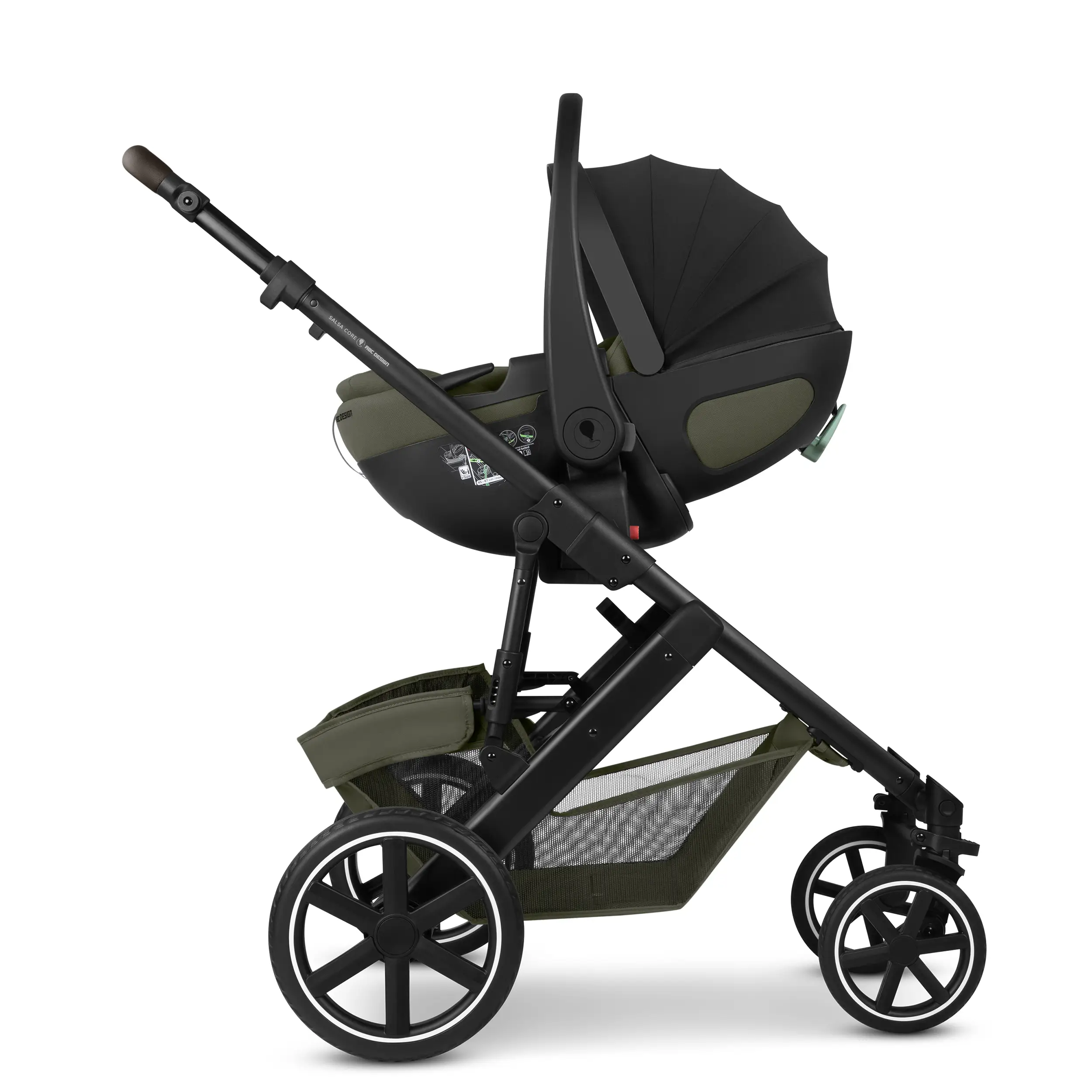 Ensemble poussette 3en1 Salsa Core avec siège auto pour bébé Calla à fonction allongée - Olive