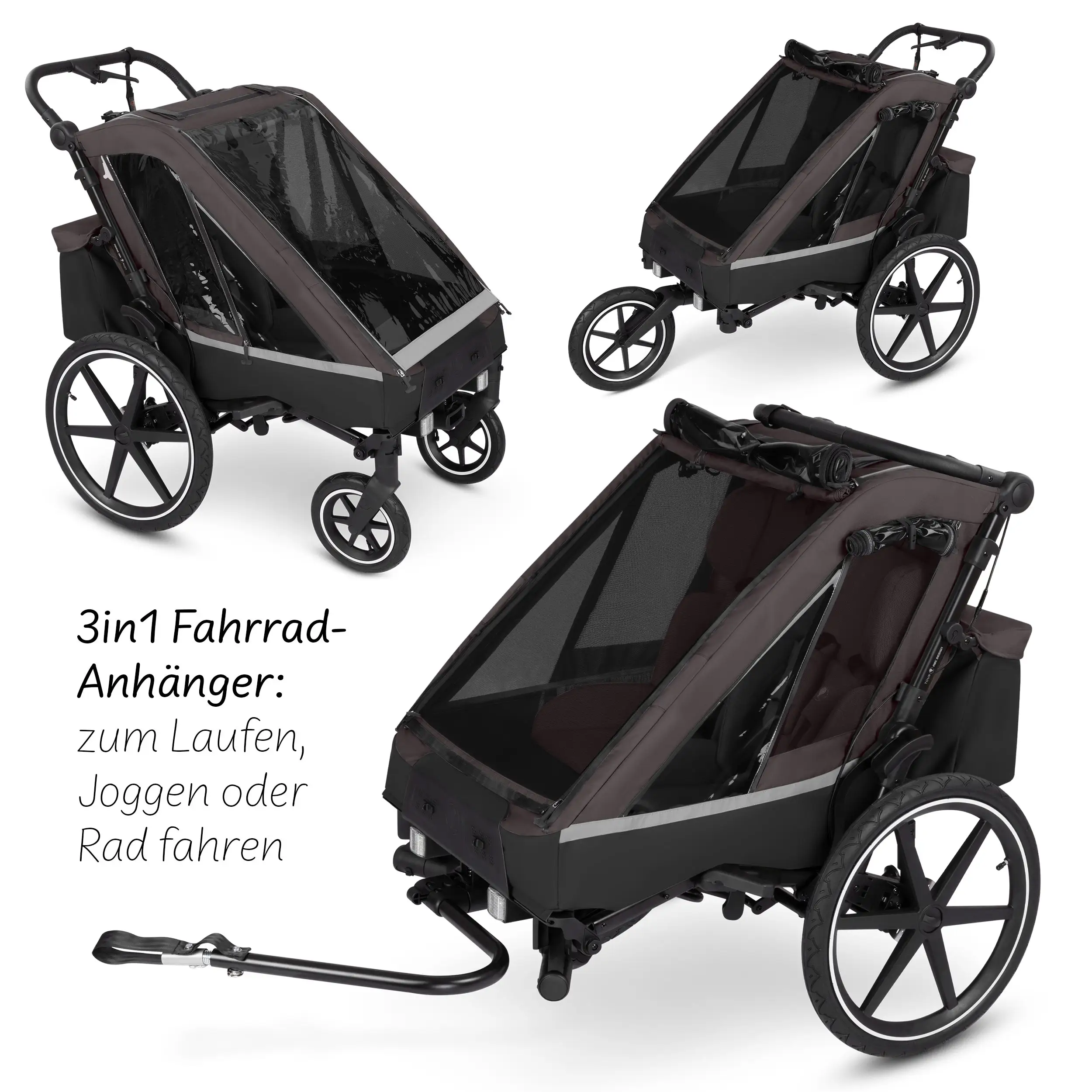 Remorque à vélo Tour 2 avec 2 sièges confortables et roues gonflables - Falcon