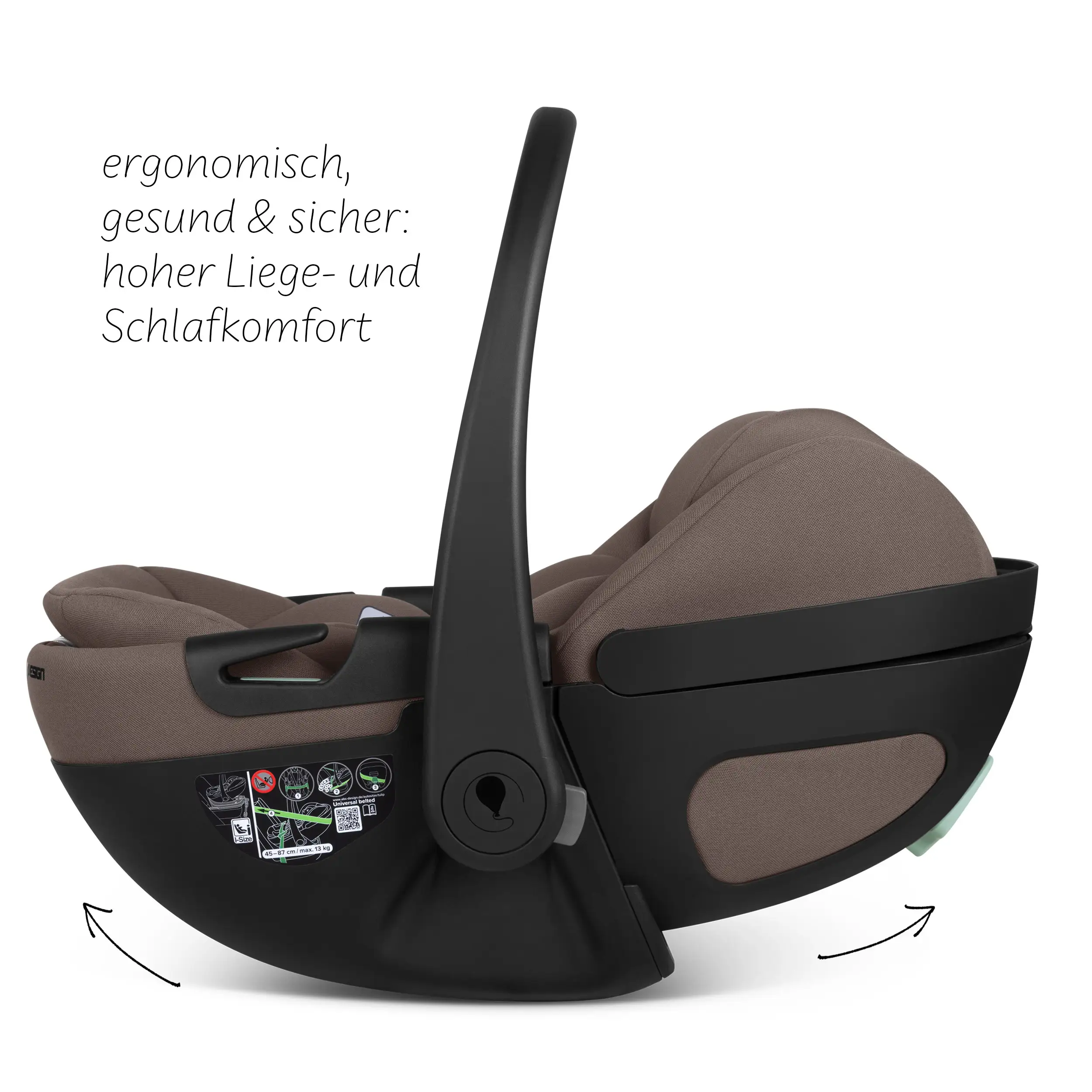 Coque auto Calla i-Size avec position allongée, base ISOFIX rotative Root incluse