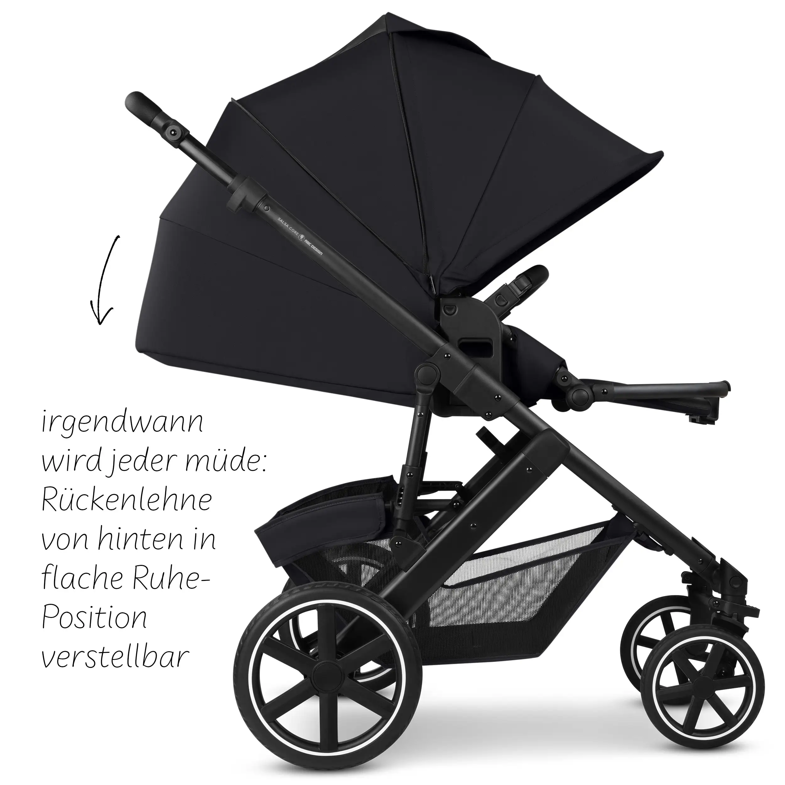 Ensemble poussette 4en1 Salsa Core avec coque auto inclinable Calla et base ISOFIX Root - Ink