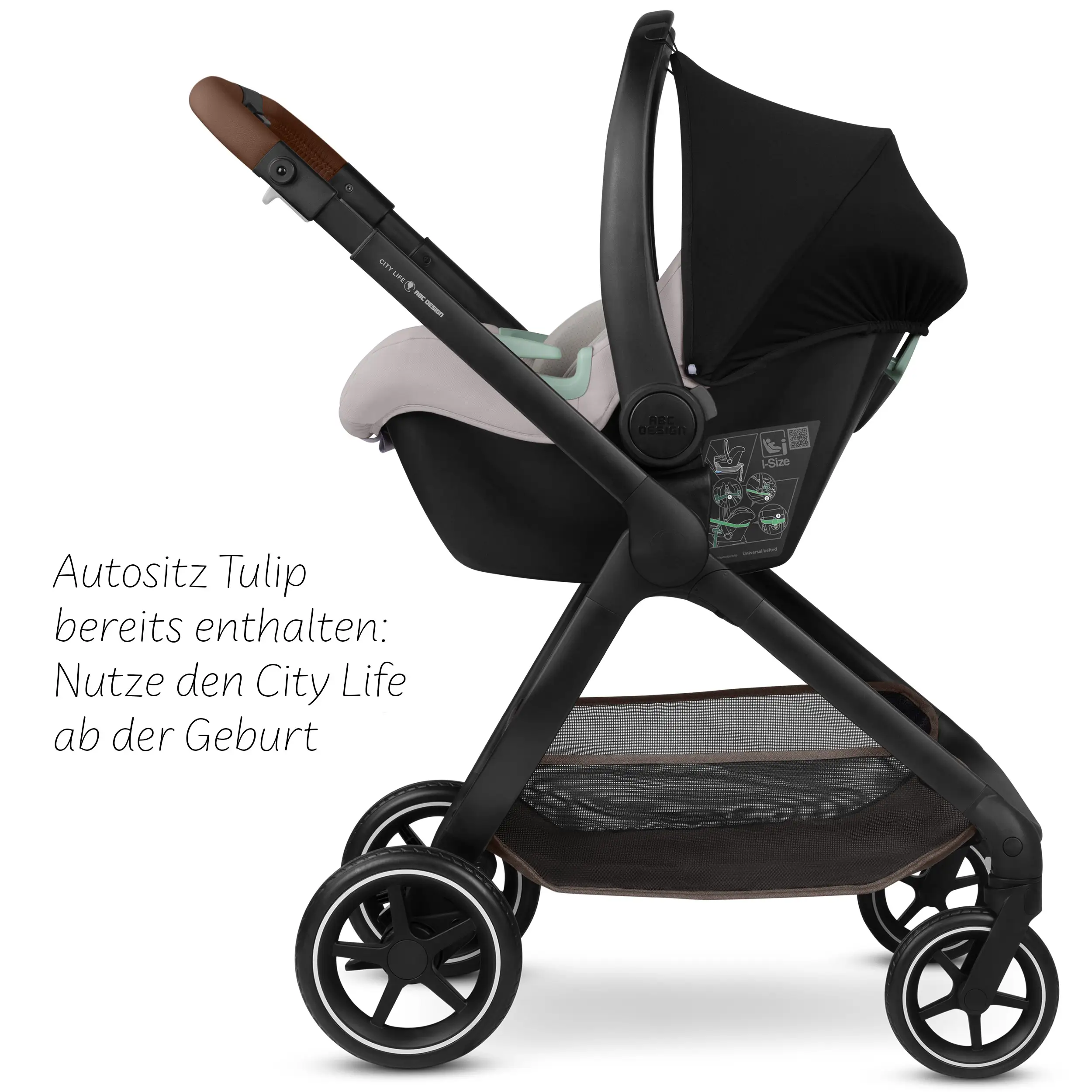 Ensemble poussette 4 en 1 City Life avec base Isofix - Nature