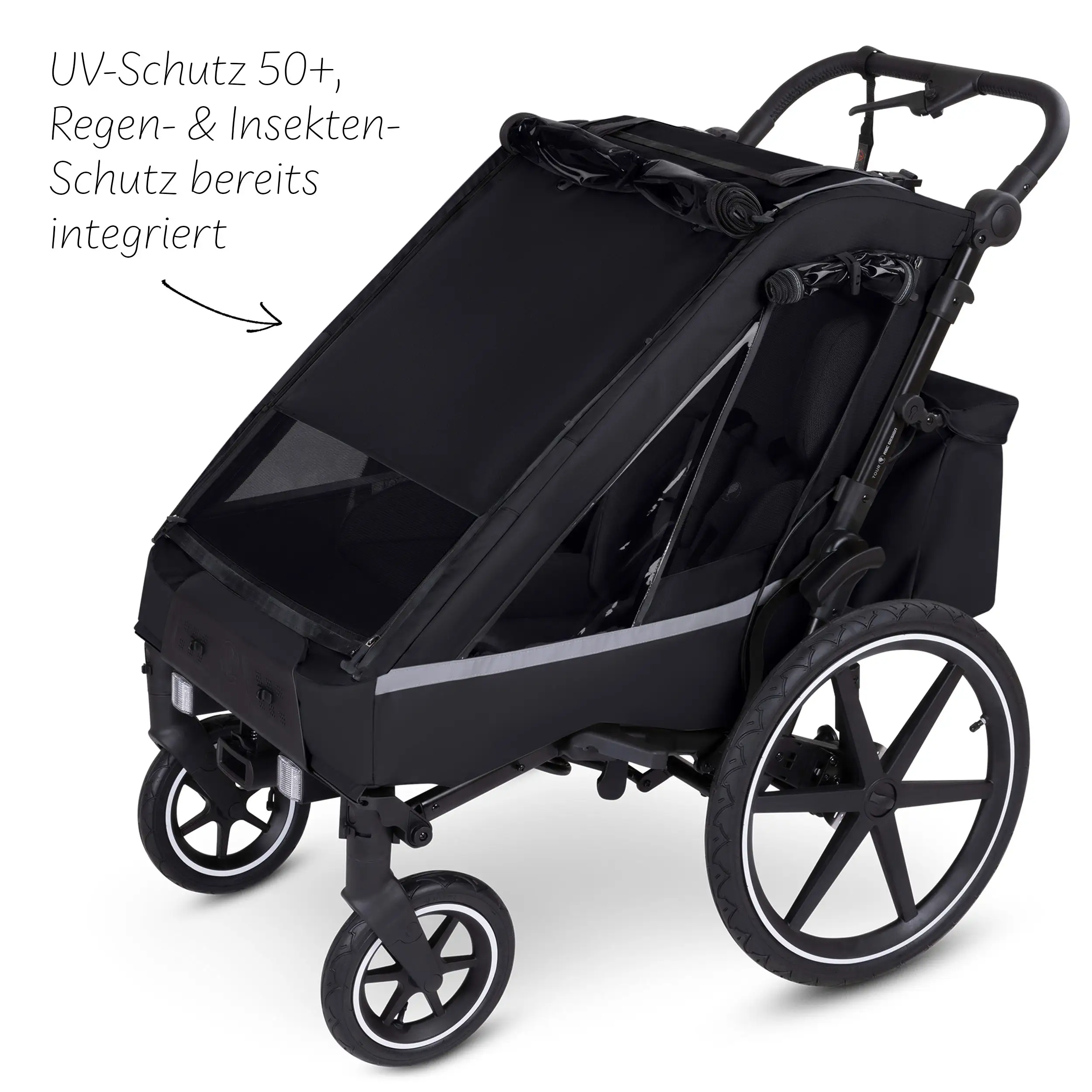 Remorque à vélo Tour avec 2 sièges confort et roues gonflables - Ink