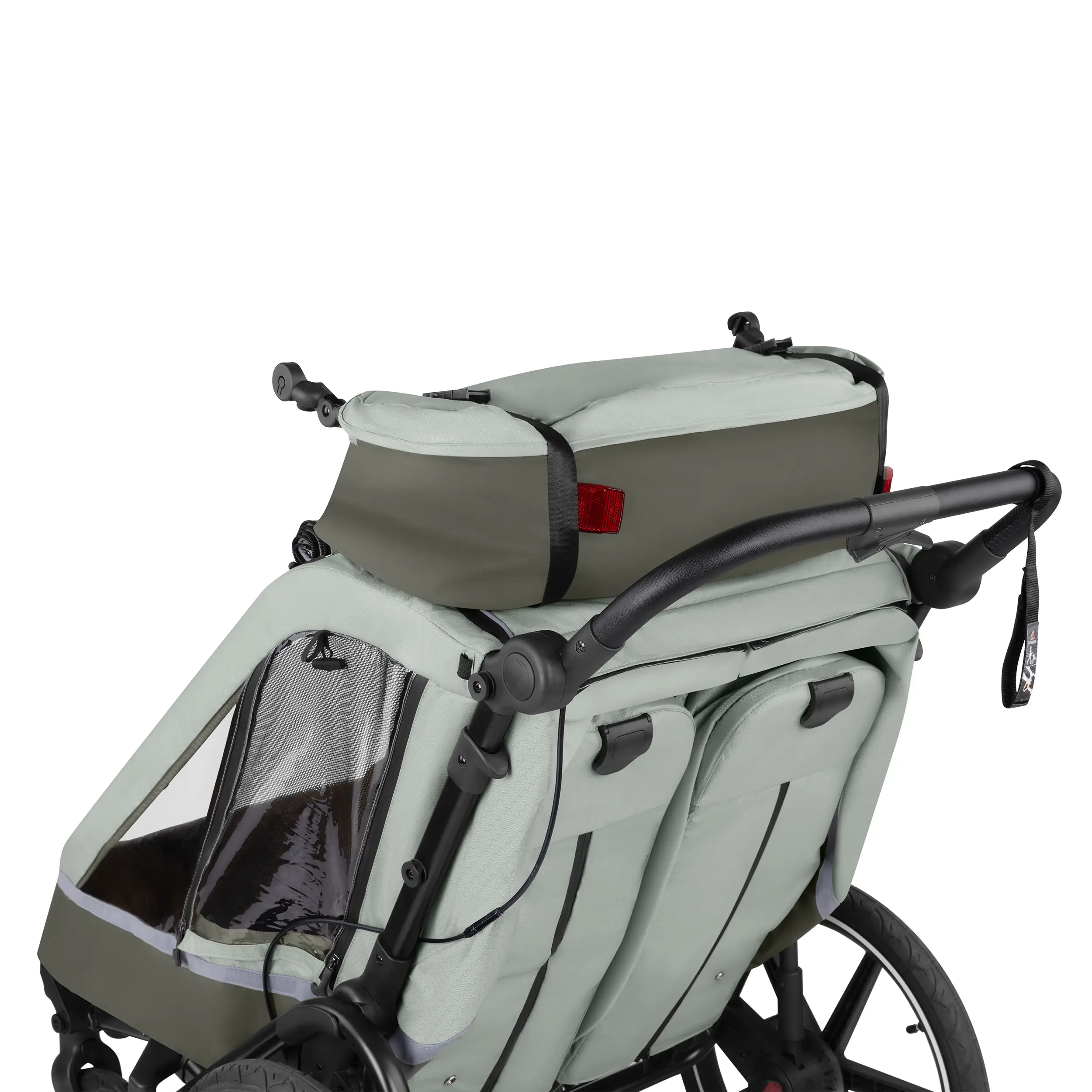 Remorque à vélo Tour avec 2 sièges confort et roues gonflables - Olive