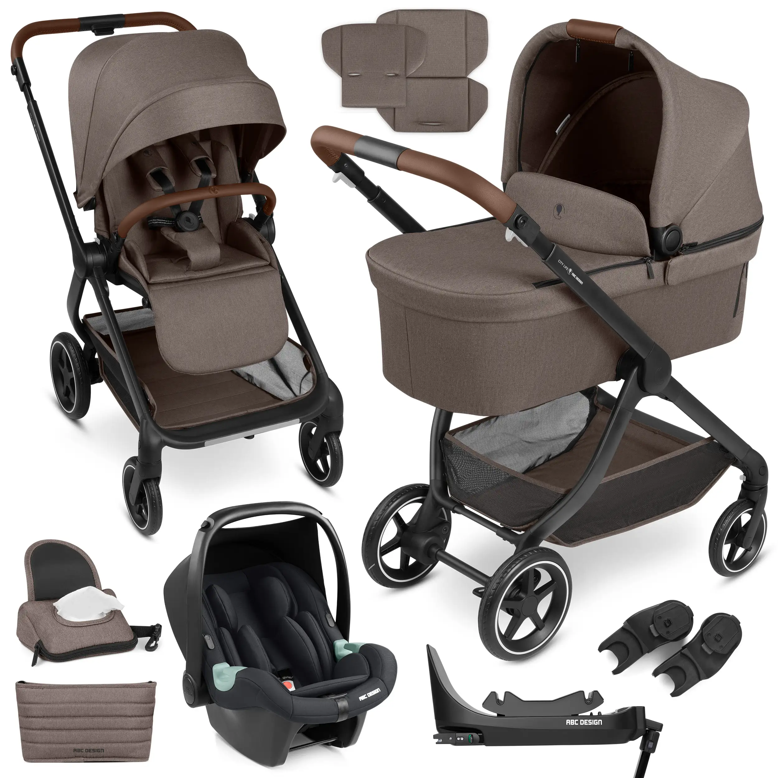 Ensemble poussette 4 en 1 City Life avec base Isofix - Nature