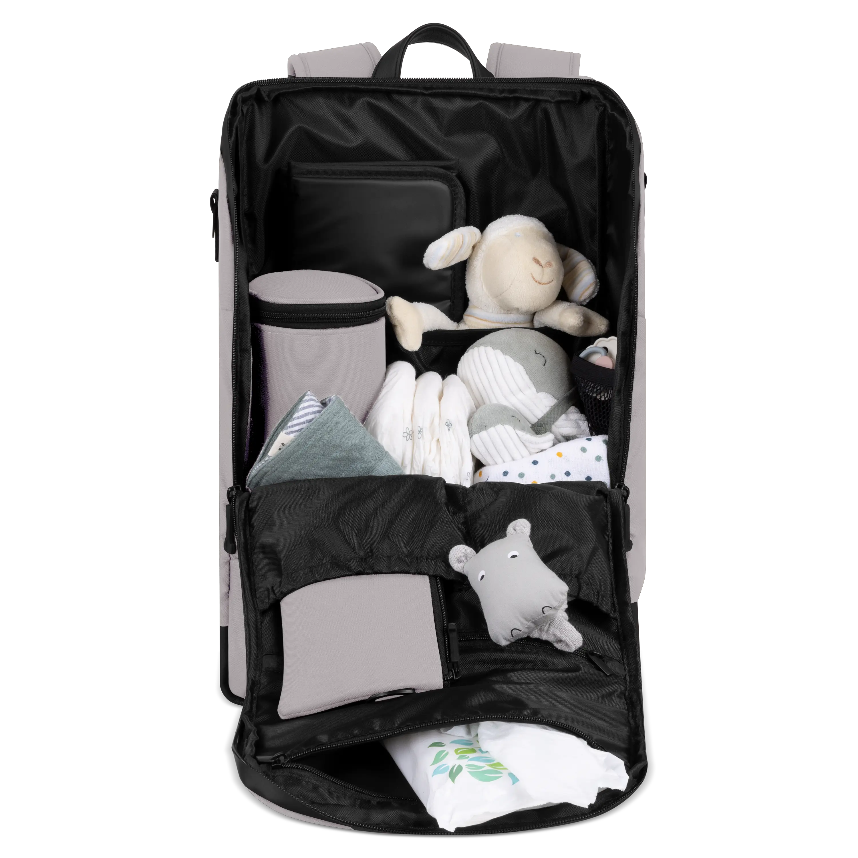 Nombreux compartiments à l'intérieur et à l'extérieur