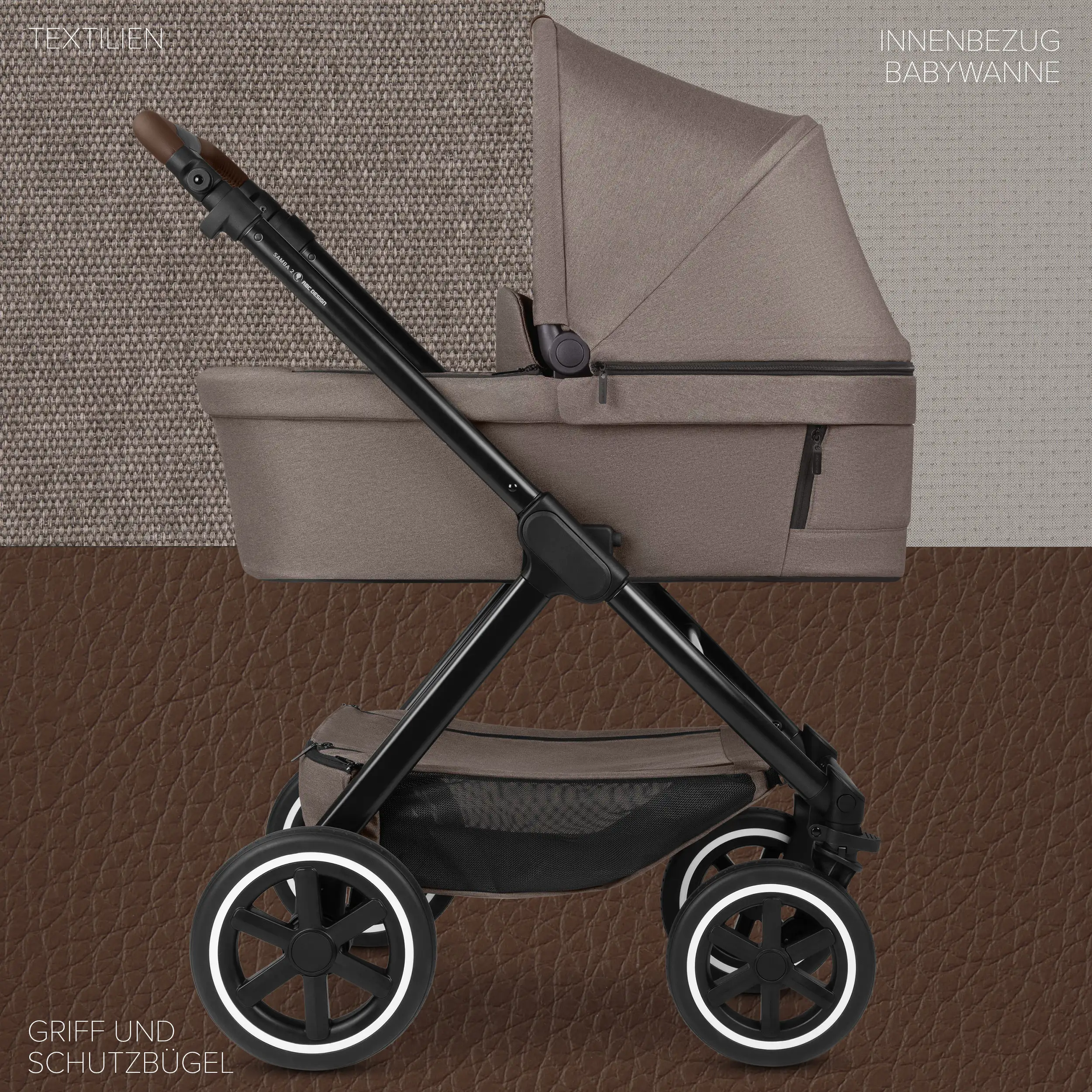 Ensemble poussette 3 en 1 Samba 2 avec siège auto pour bébé Maxi Cosi Pebble 360 Pro 2 - Nature