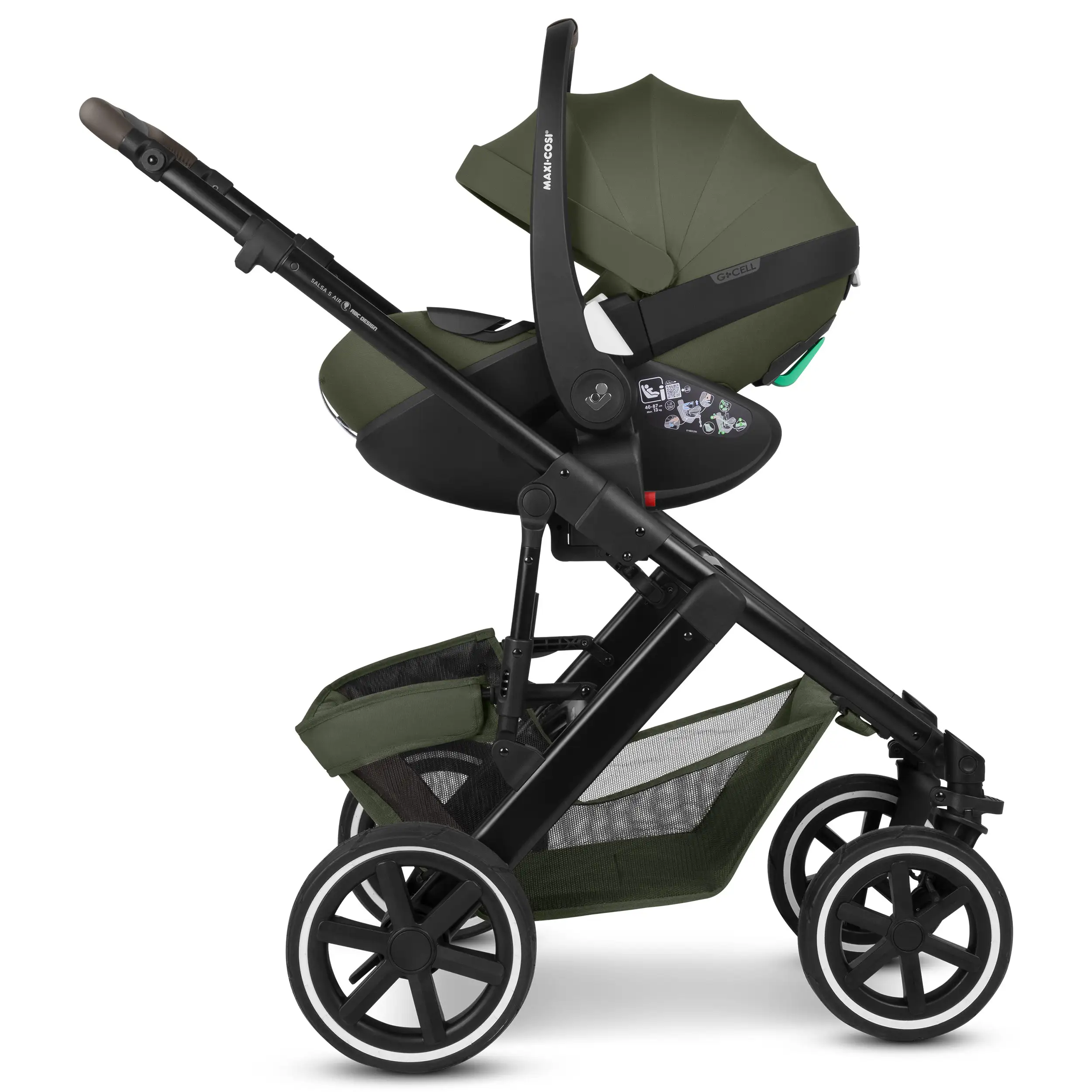 Ensemble poussette 3en1 City Life avec coque auto Maxi-Cosi Pebble 360 Pro 2 - Avocado