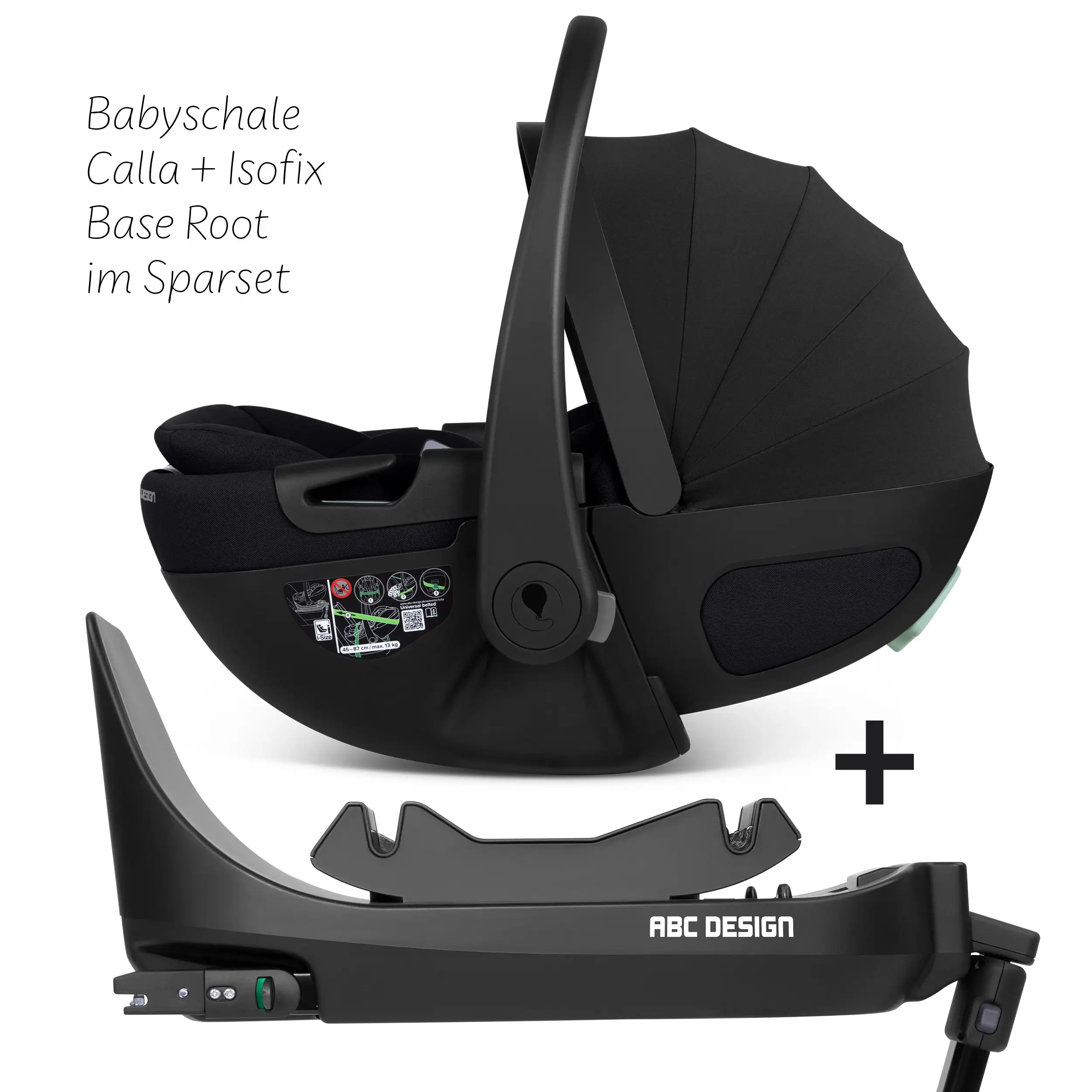 Coque auto Calla i-Size avec position allongée, base ISOFIX rotative Root incluse - Ink