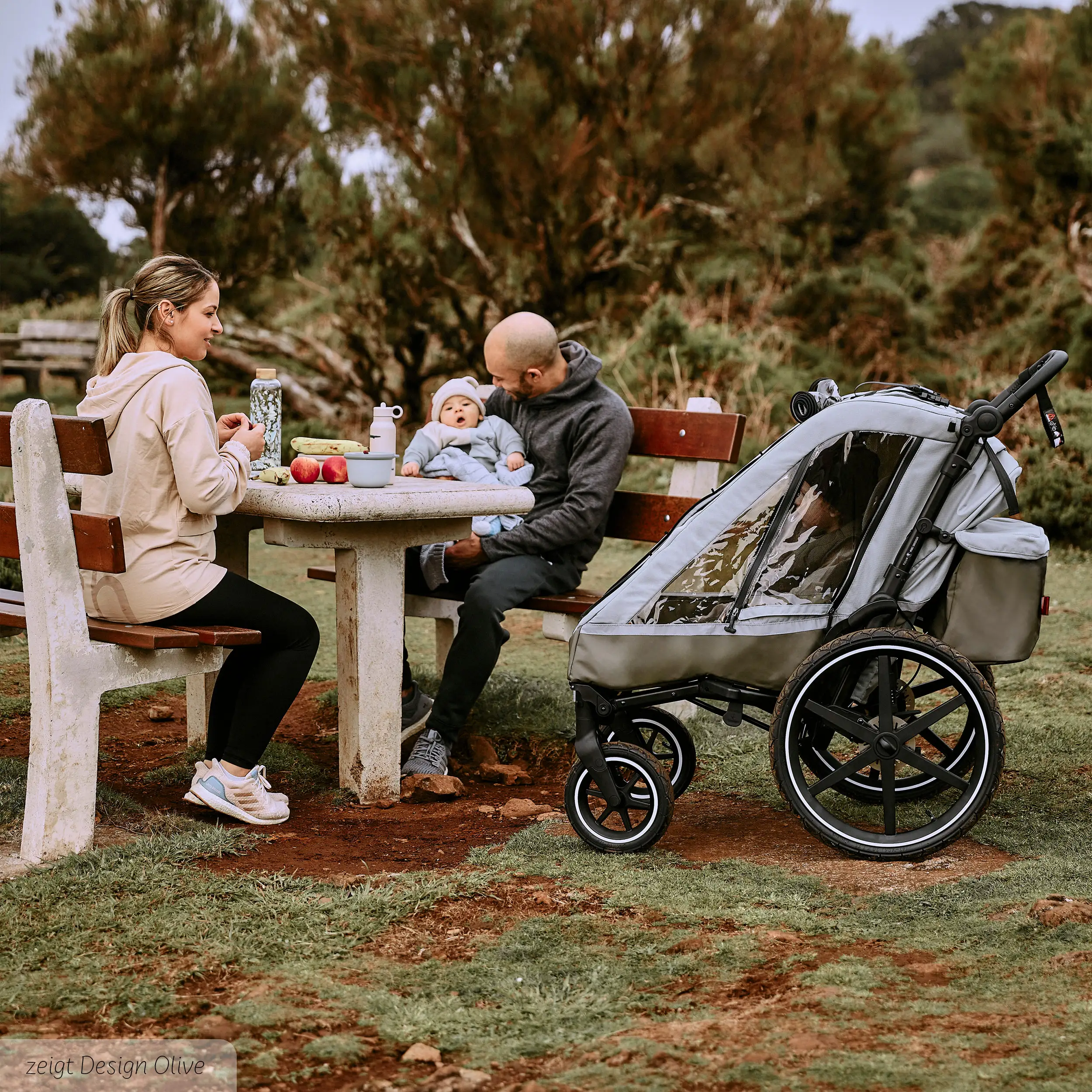 Remorque à vélo Tour avec 2 sièges confort et roues gonflables - Ink