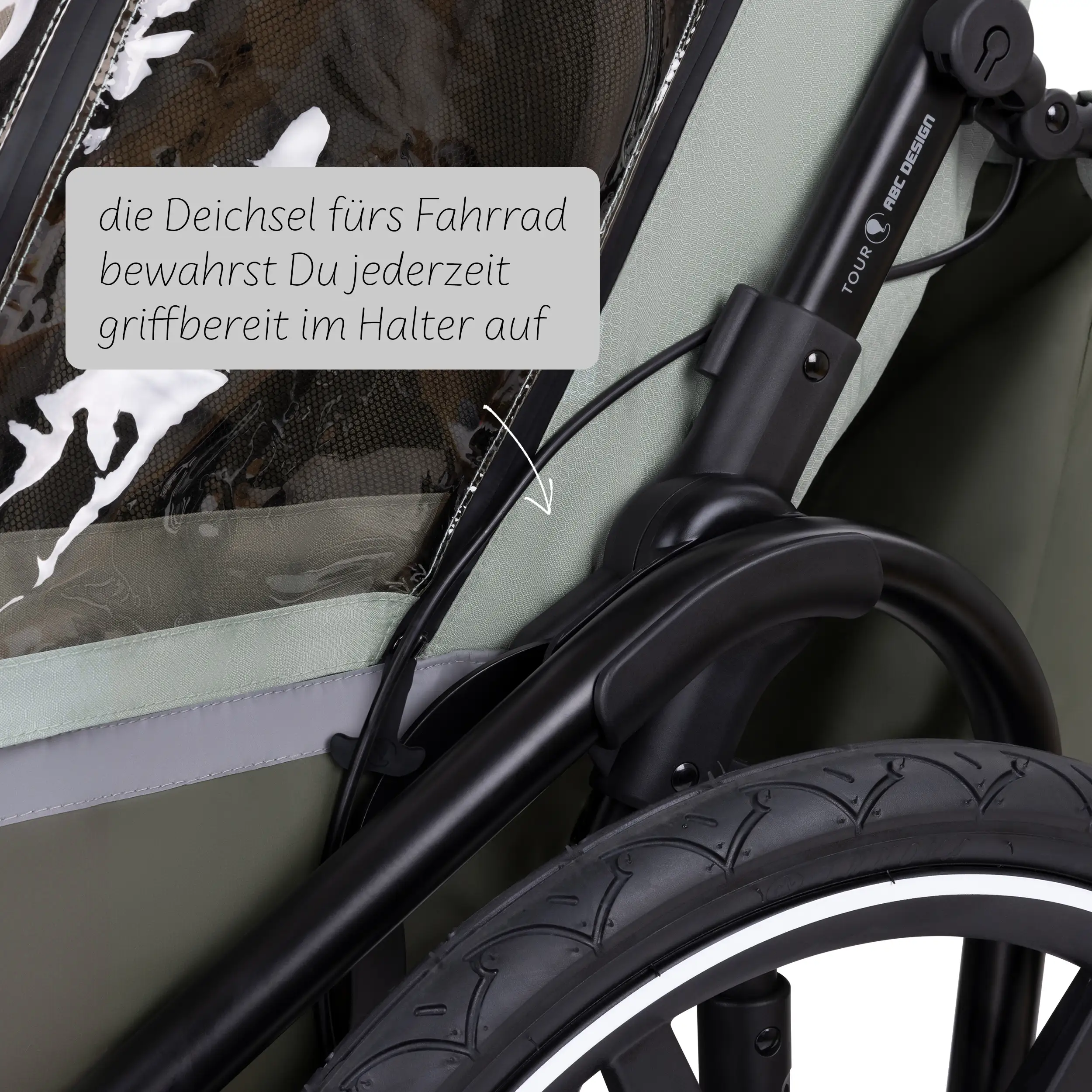 Remorque à vélo Tour avec 2 sièges confort et roues gonflables - Olive