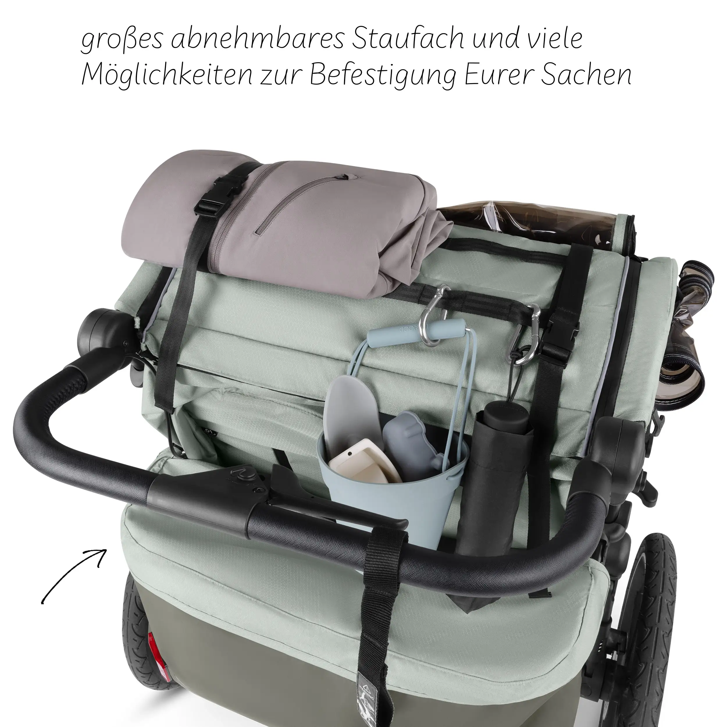 Remorque à vélo Tour 2 avec 2 sièges confortables et roues gonflables - Olive