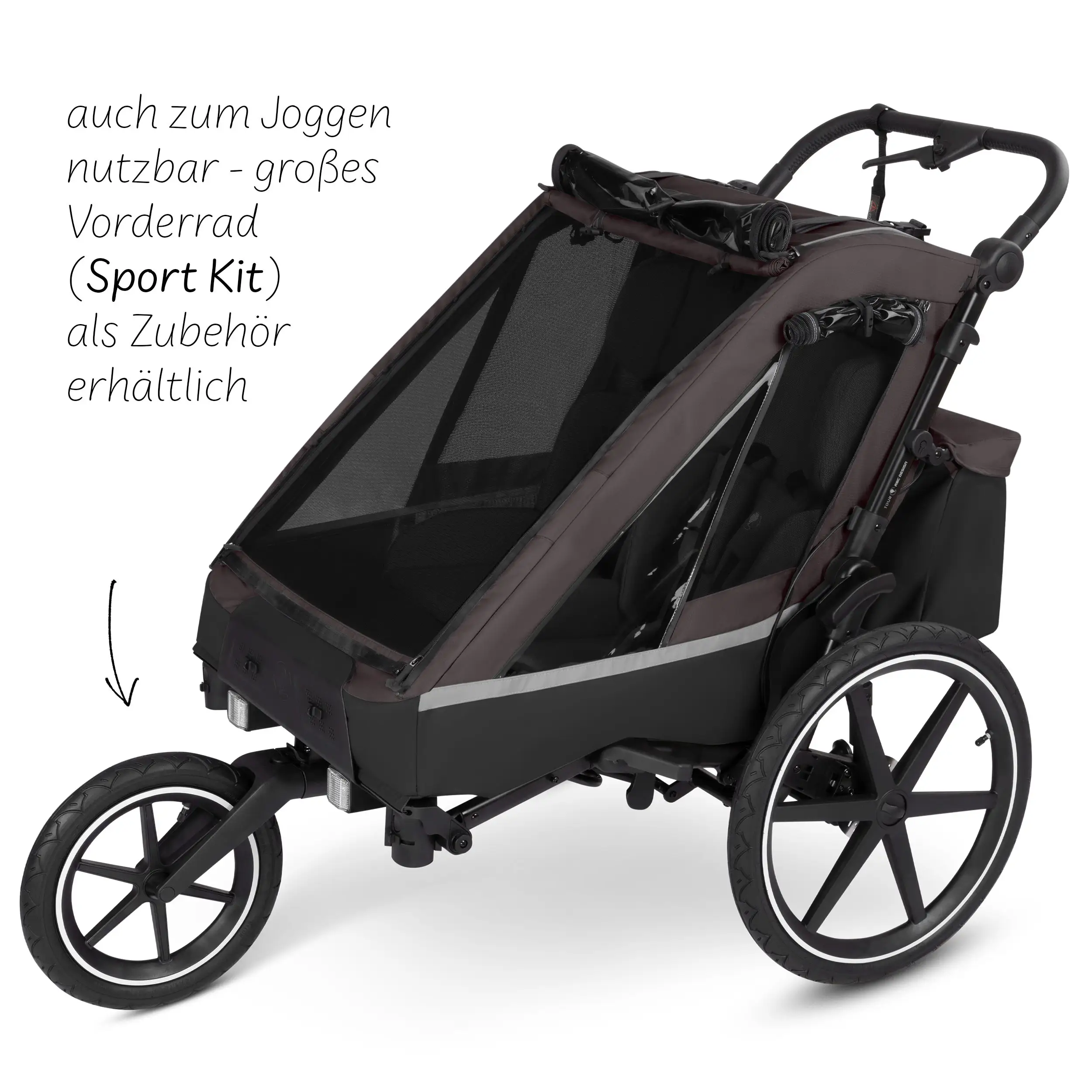 Remorque à vélo Tour 2 avec 2 sièges confortables et roues gonflables - Falcon