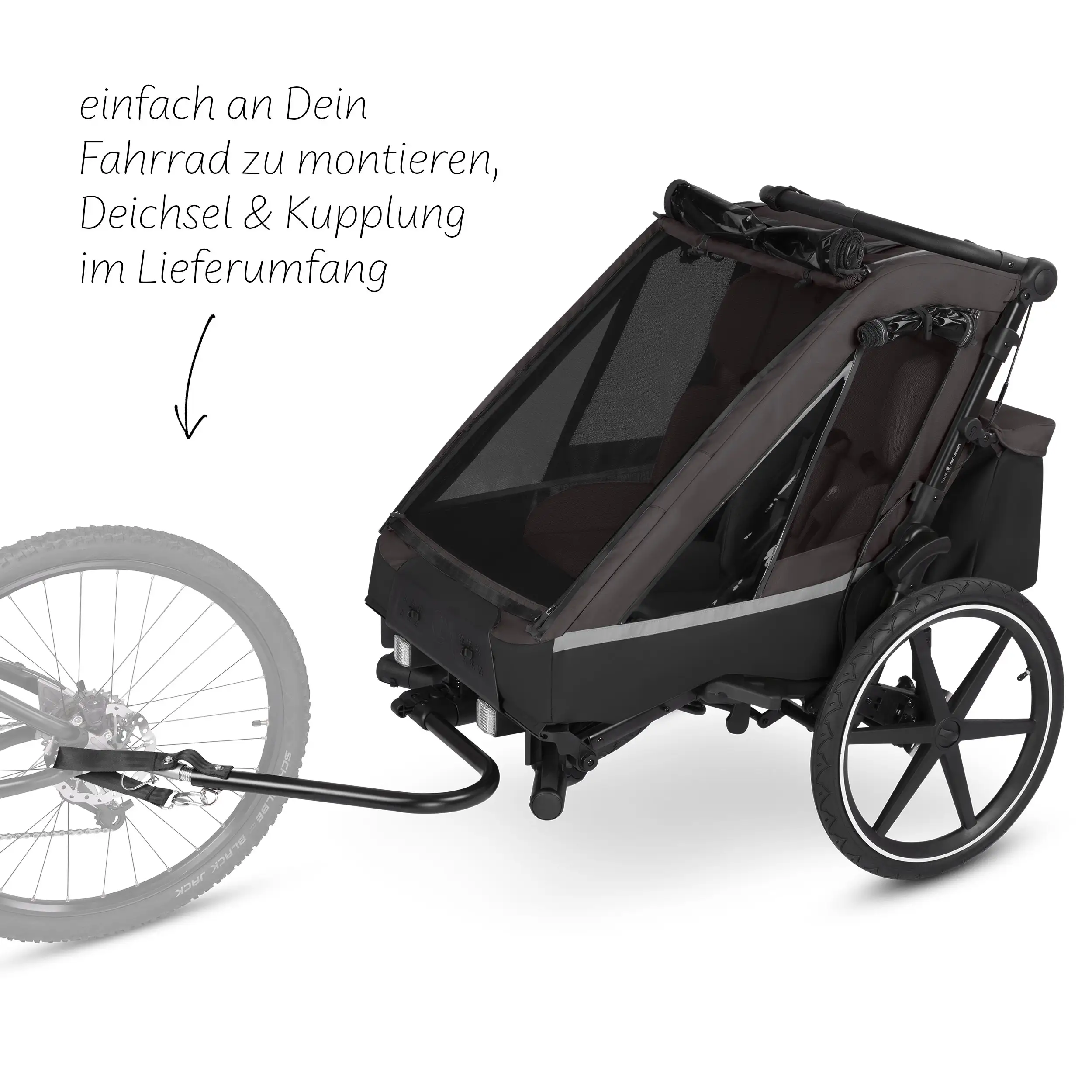 Remorque à vélo Tour 2 avec 2 sièges confortables et roues gonflables - Falcon