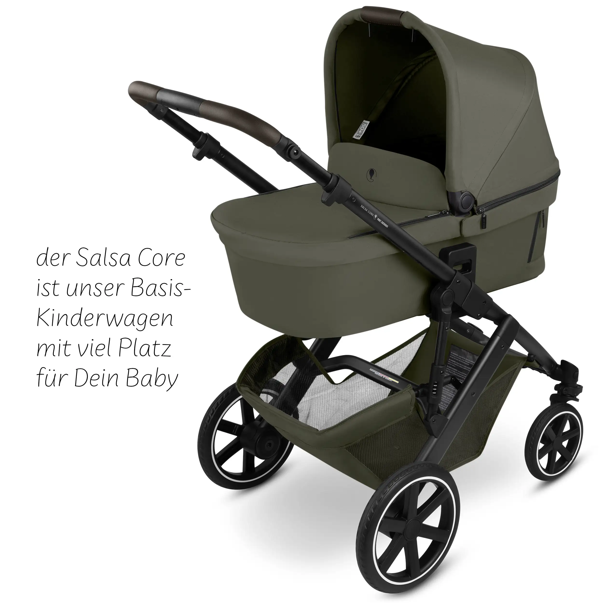 Ensemble poussette 4en1 Salsa Core avec coque auto inclinable Calla et base ISOFIX Root - Olive