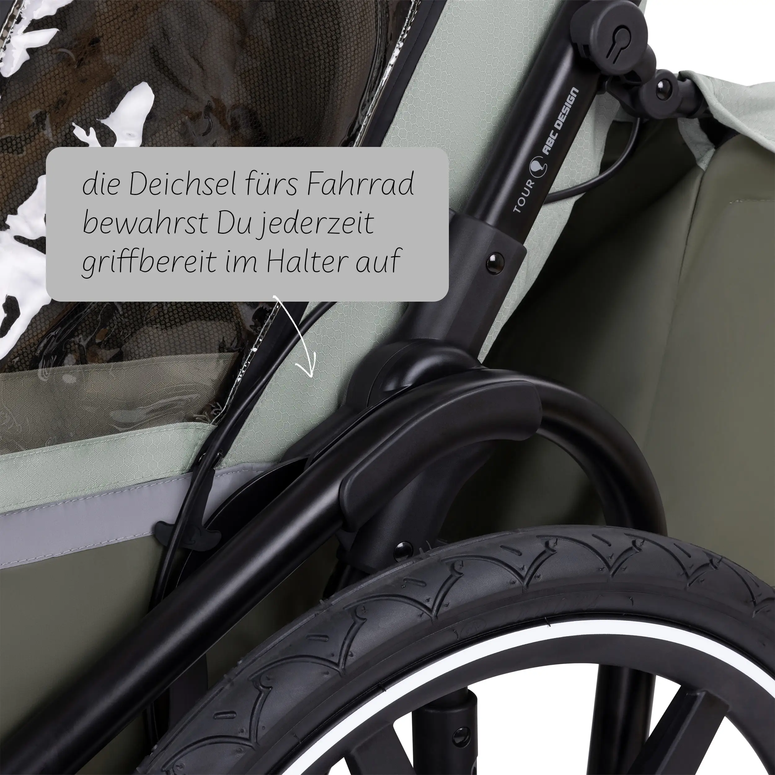 Remorque à vélo Tour 2 avec 2 sièges confortables et roues gonflables - Olive