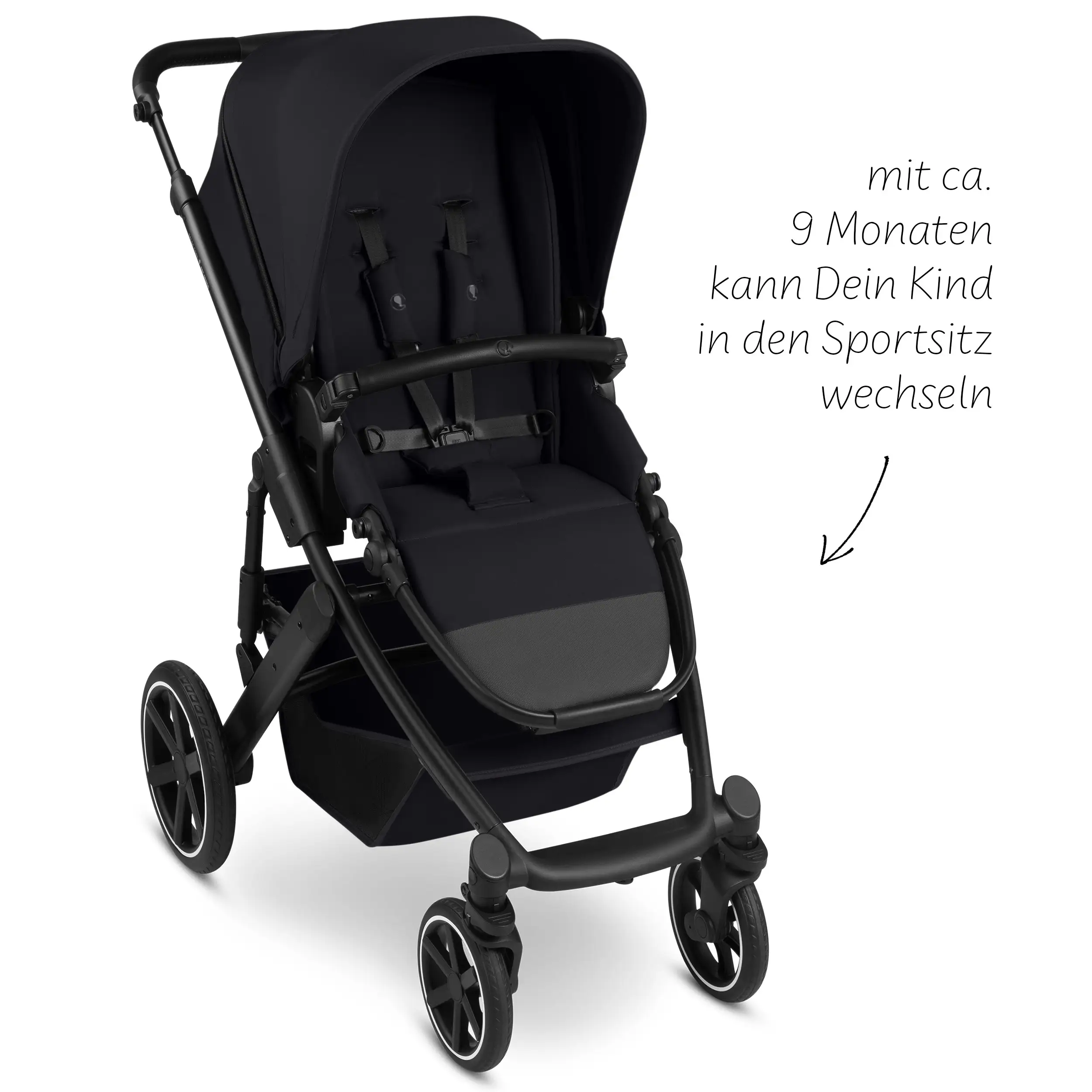 Ensemble poussette 4en1 Salsa Core avec coque auto inclinable Calla et base ISOFIX Root - Ink