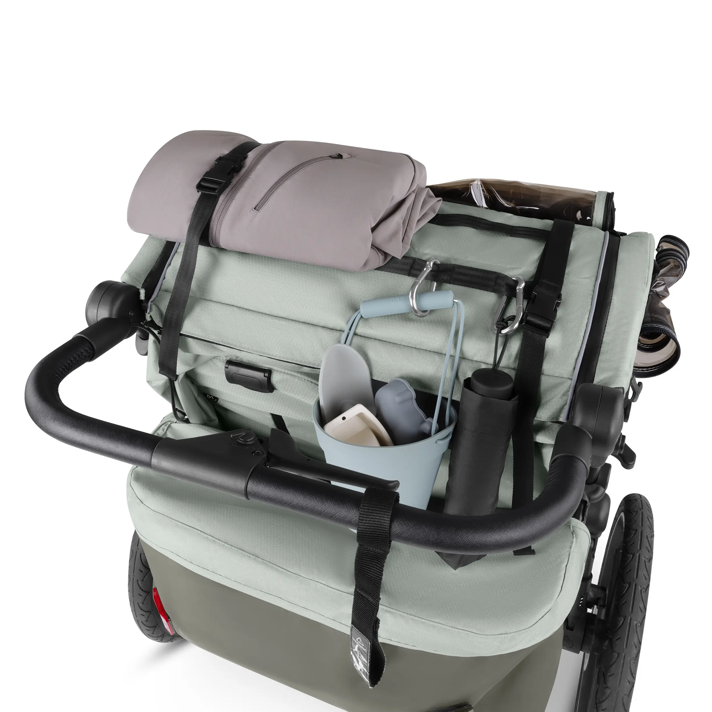 Remorque à vélo Tour avec 2 sièges confort et roues gonflables - Olive