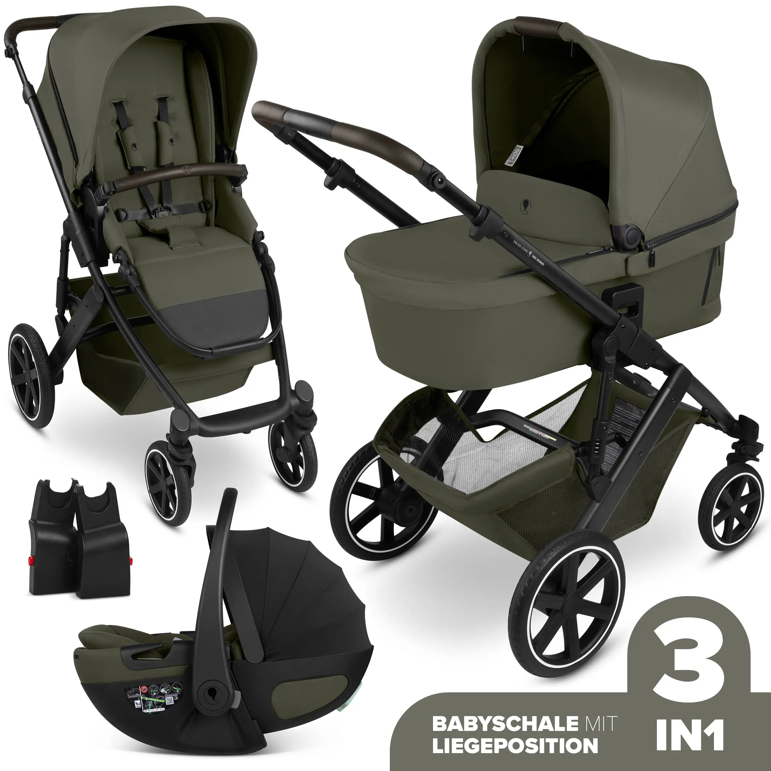 Ensemble poussette 3en1 Salsa Core avec coque auto inclinable Calla