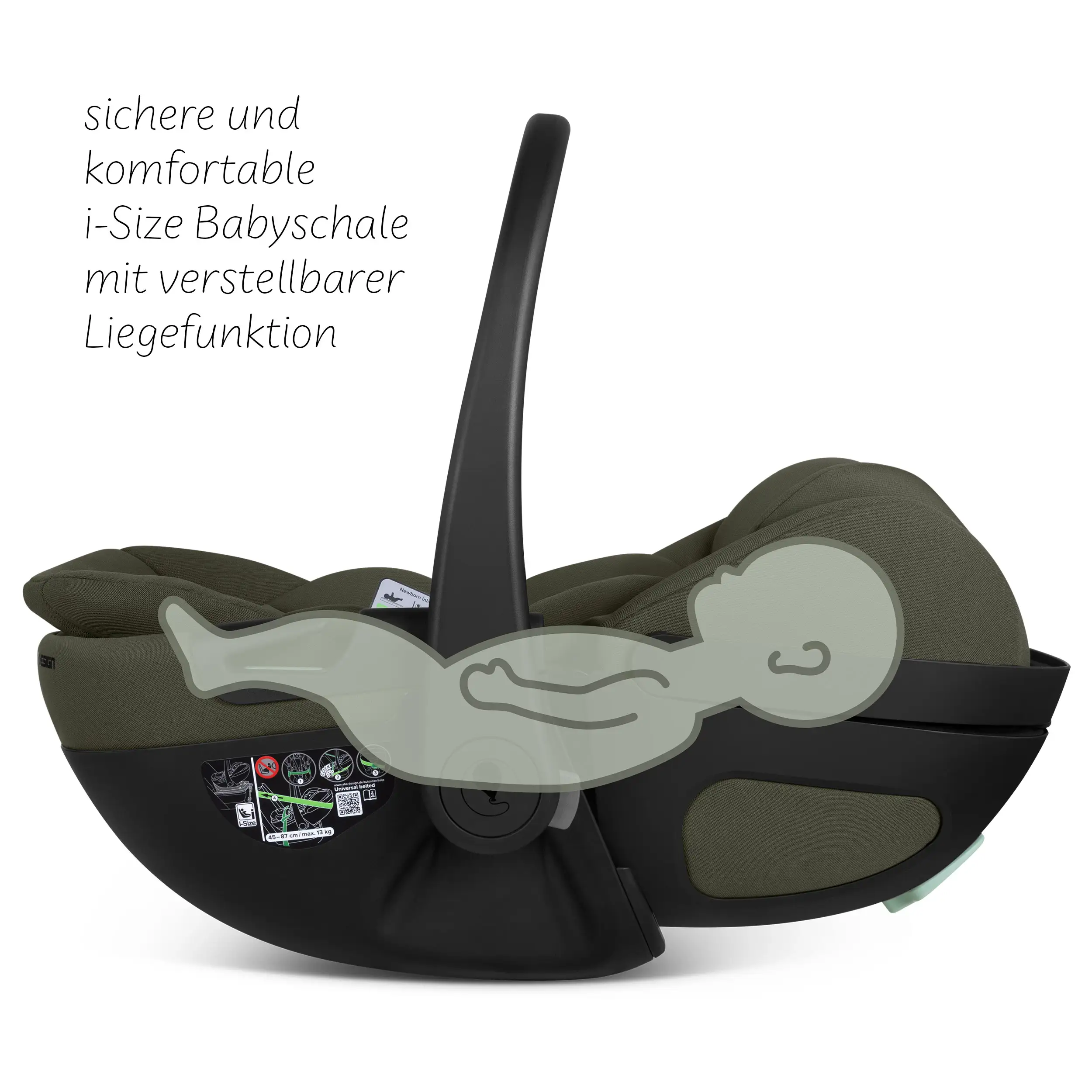 Coque auto Calla i-Size avec position allongée, base ISOFIX rotative Root incluse