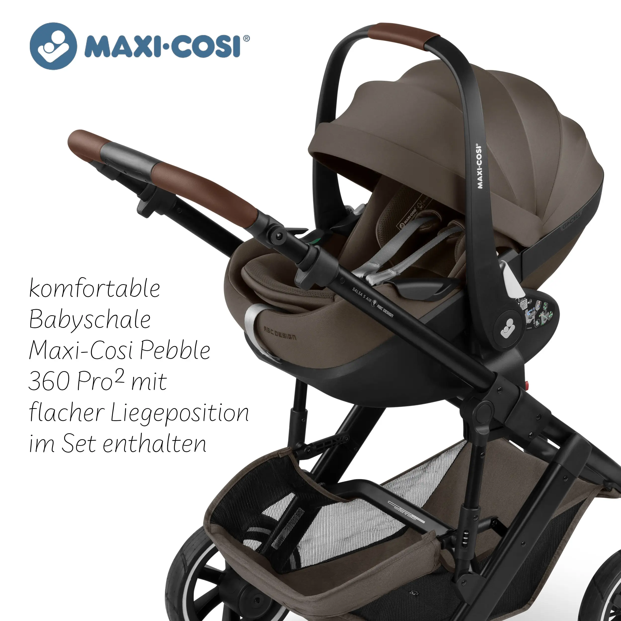 Ensemble poussette 3en1 City Life avec coque auto Maxi-Cosi Pebble 360 Pro 2 - Nature
