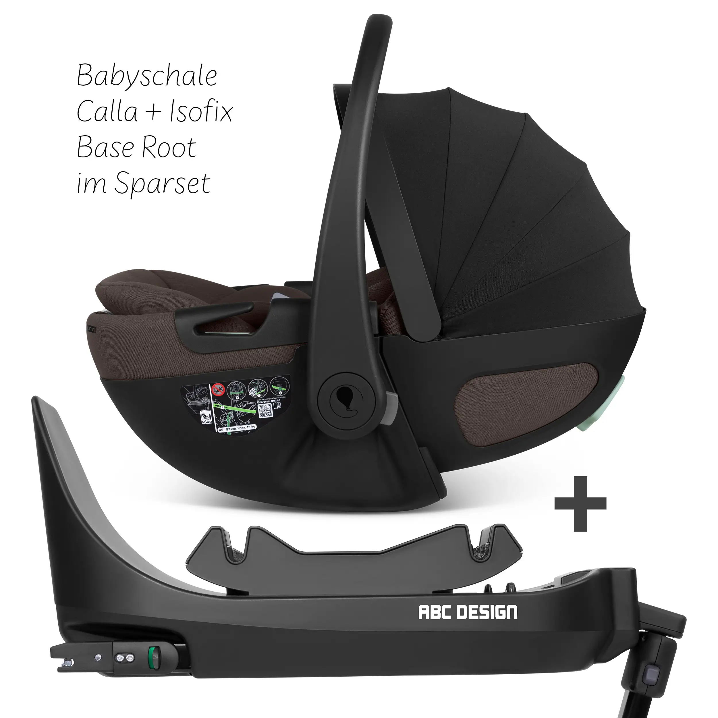 Coque auto Calla i-Size avec position allongée, base ISOFIX rotative Root incluse