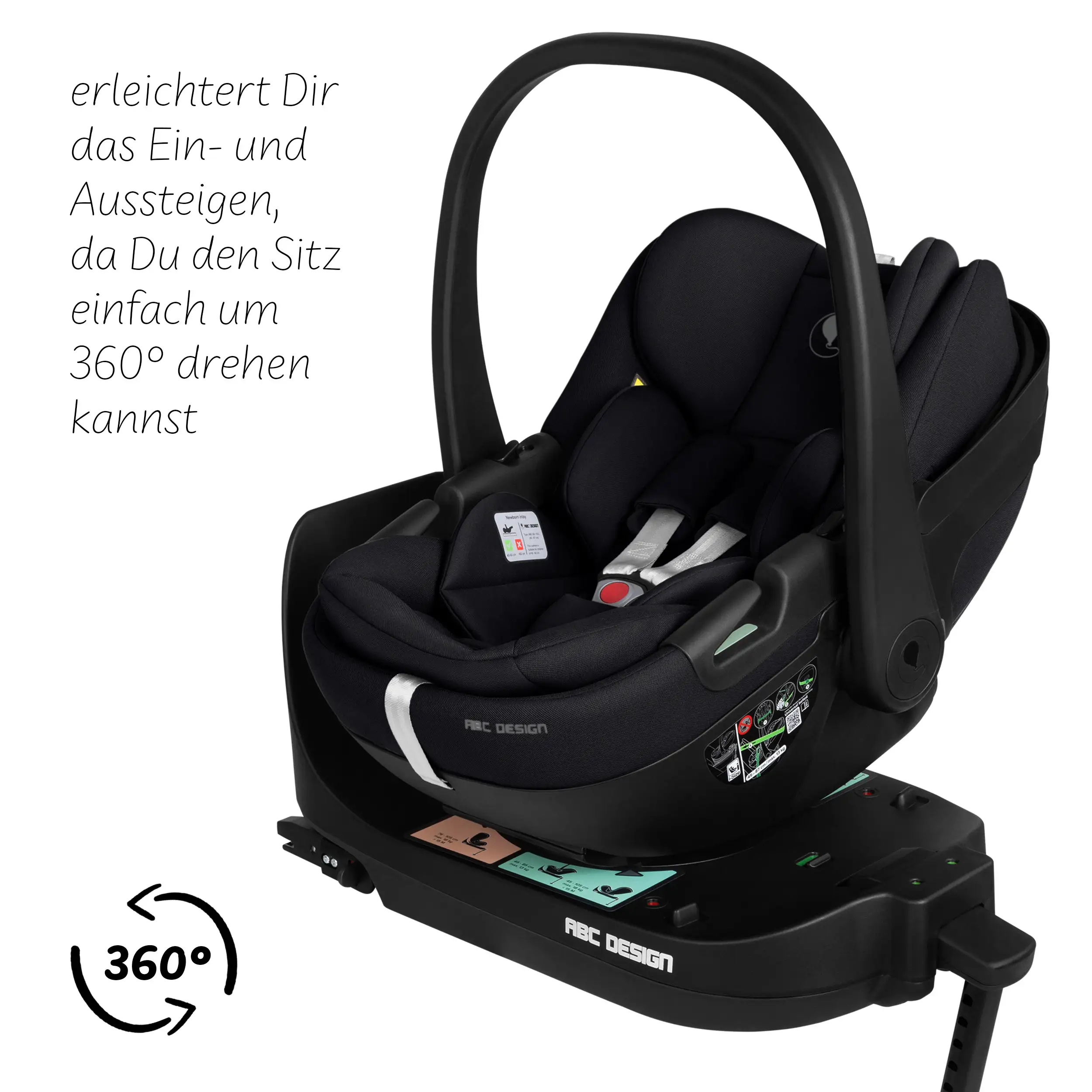 Coque auto Calla i-Size avec position allongée, base ISOFIX rotative Root incluse - Ink