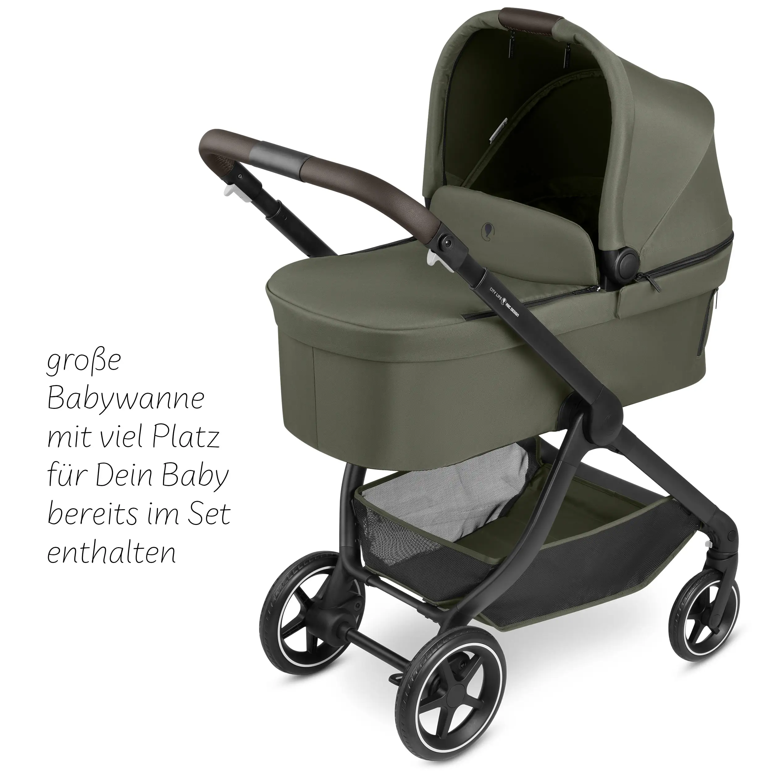 Ensemble poussette 3en1 City Life avec coque auto Maxi-Cosi Pebble 360 Pro 2 - Avocado