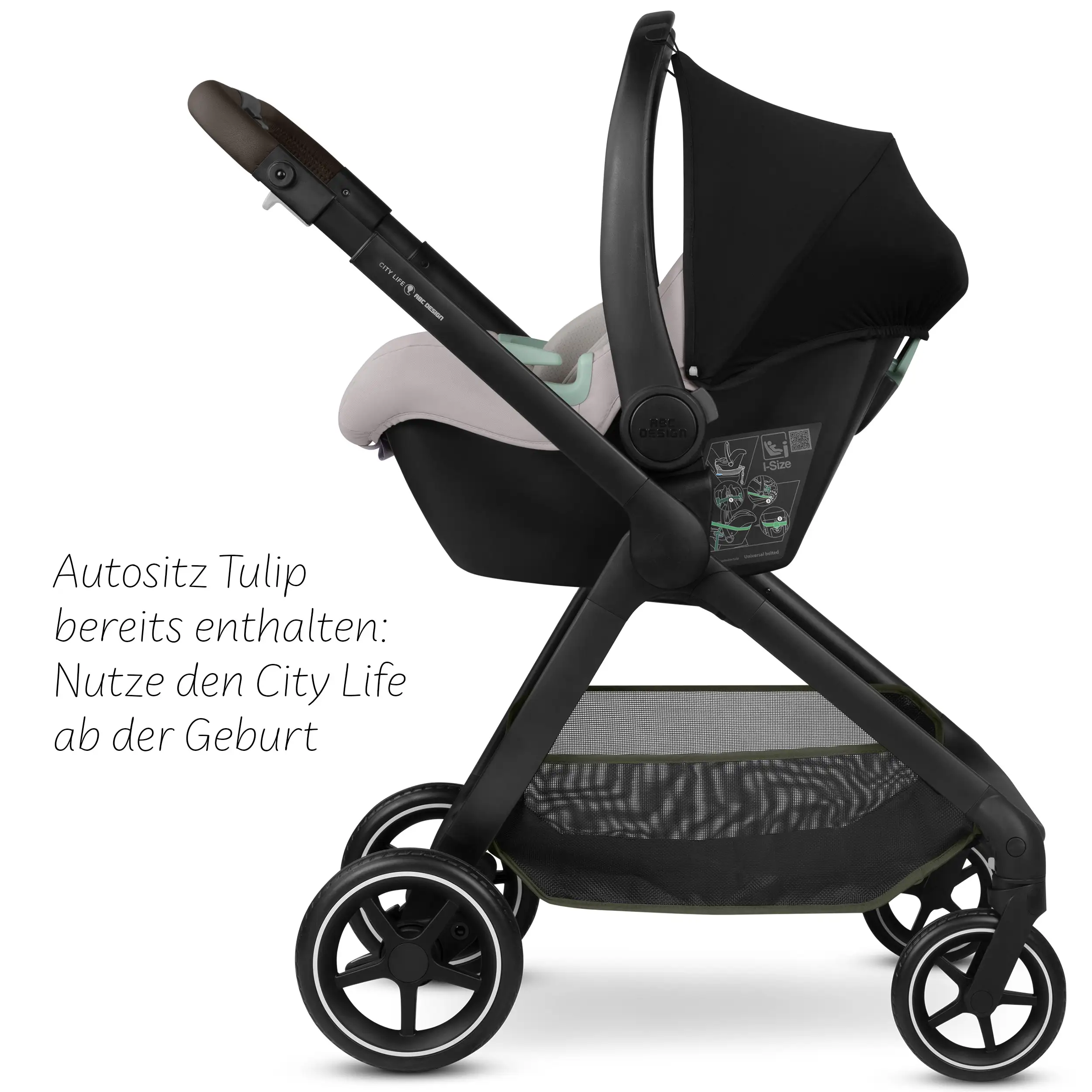 Ensemble poussette 4 en 1 City Life avec base Isofix - Avocado