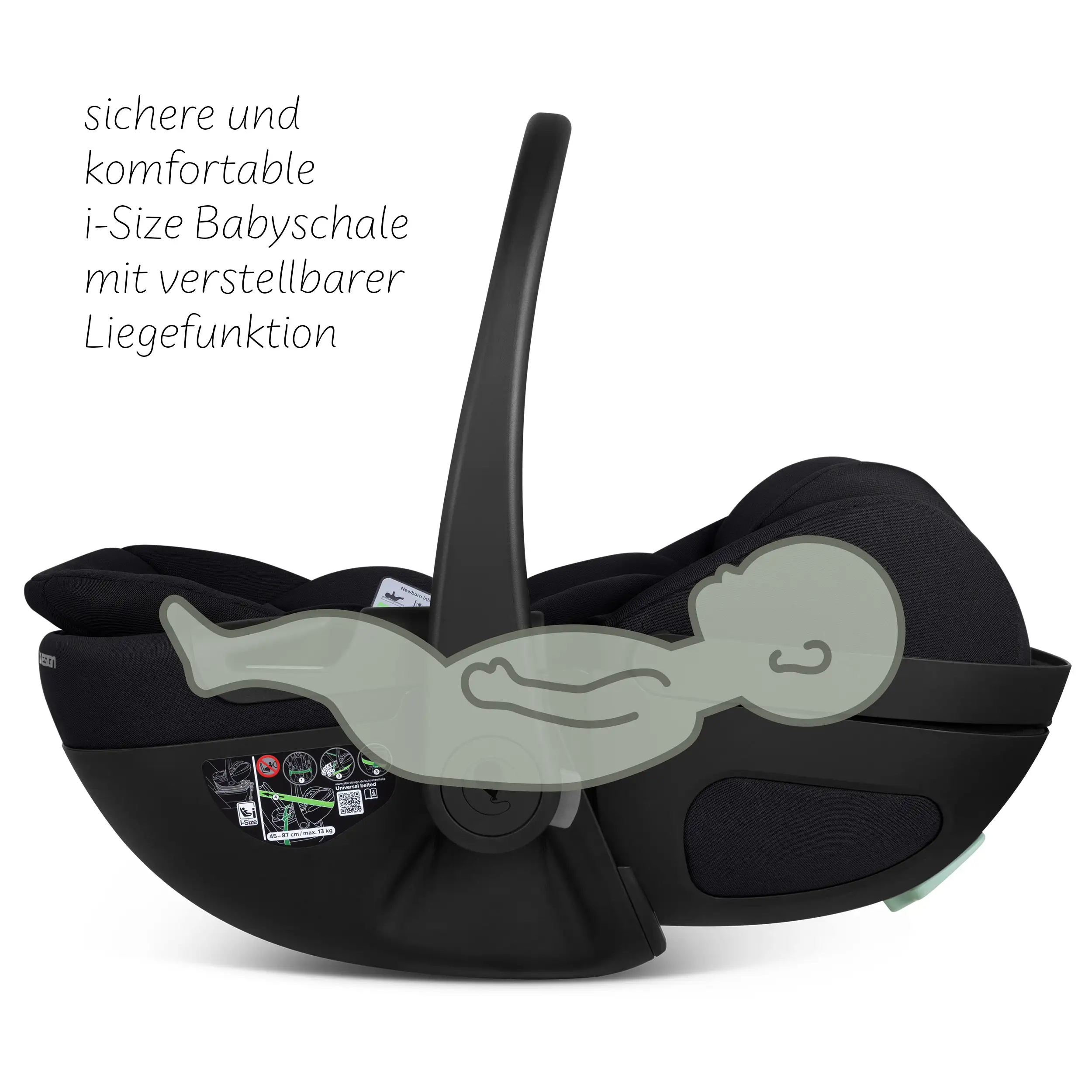Coque auto Calla i-Size avec position allongée, base ISOFIX rotative Root incluse - Ink