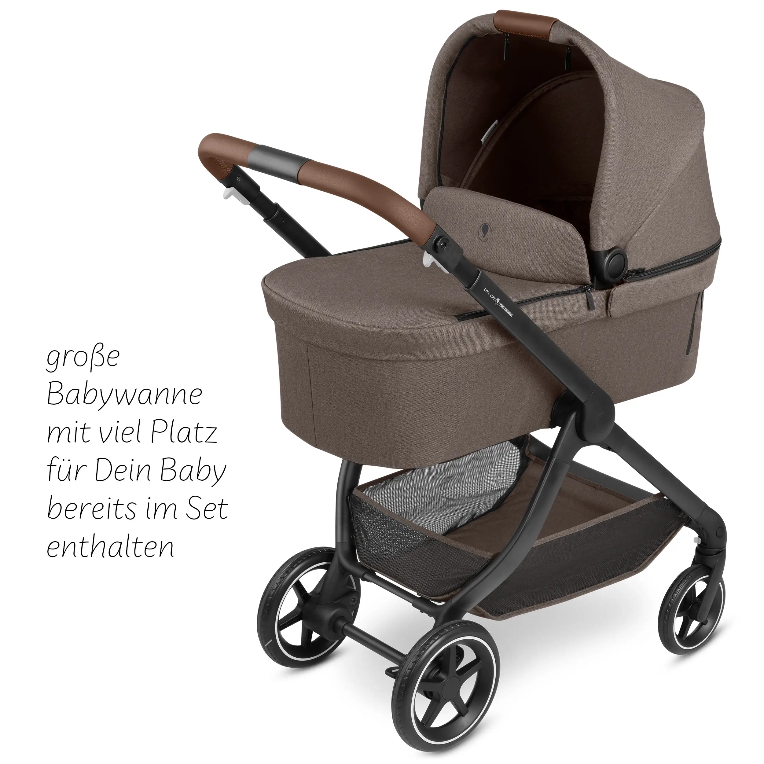 Ensemble poussette 3en1 City Life avec coque auto Maxi-Cosi Pebble 360 Pro 2 - Nature