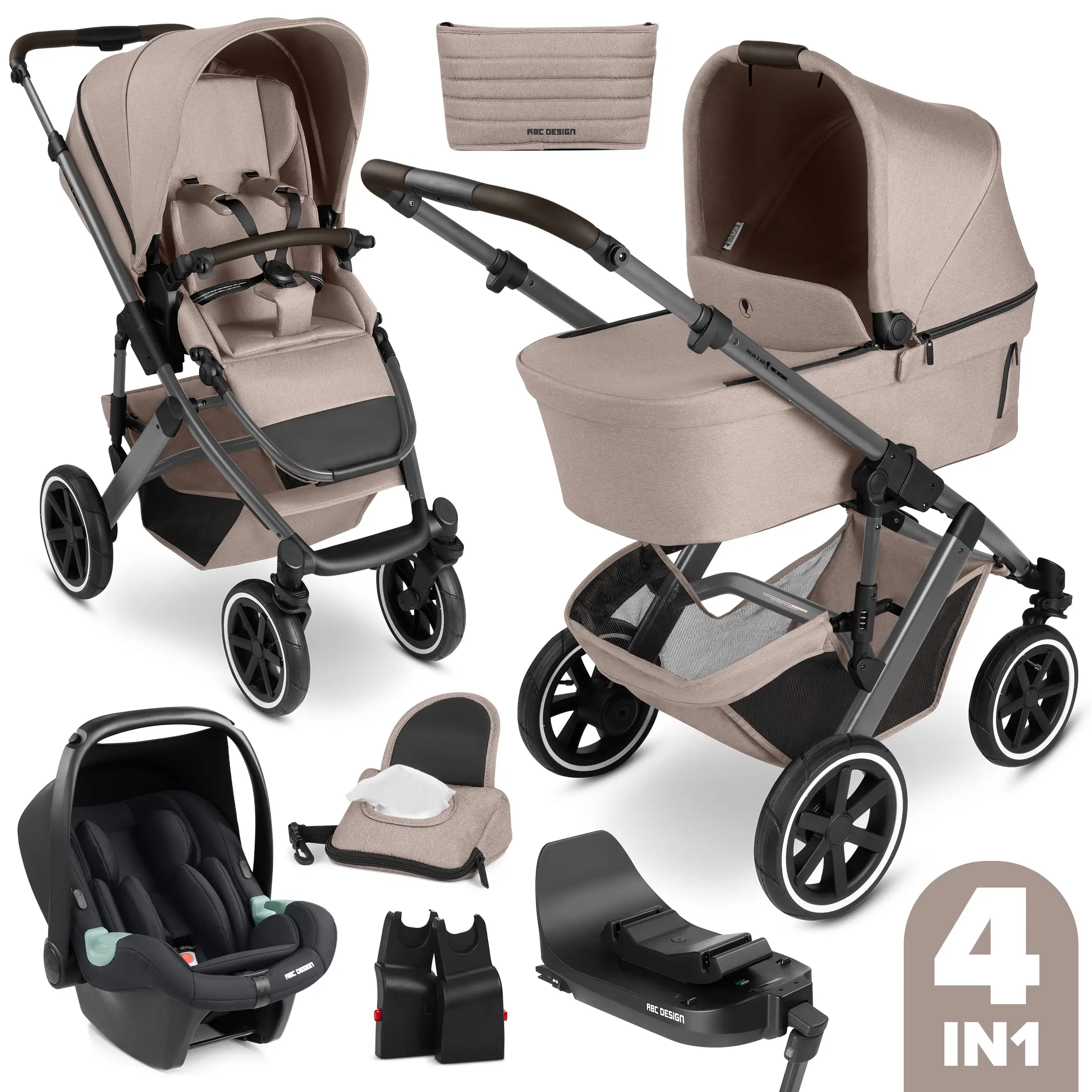 Ensemble poussette 4en1 Salsa 5 Air avec Base Isofix - Camel