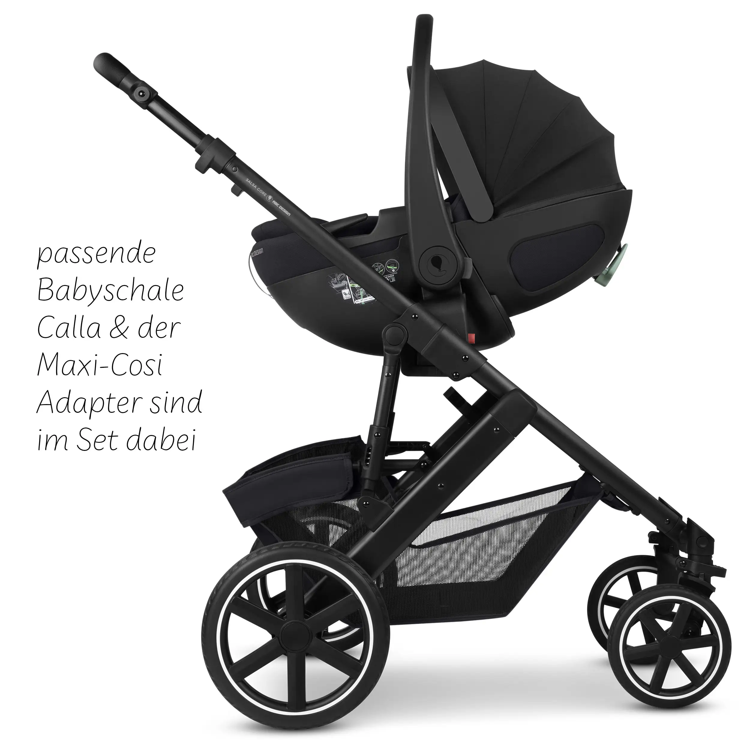 Ensemble poussette 3en1 Salsa Core avec coque auto inclinable Calla - Ink
