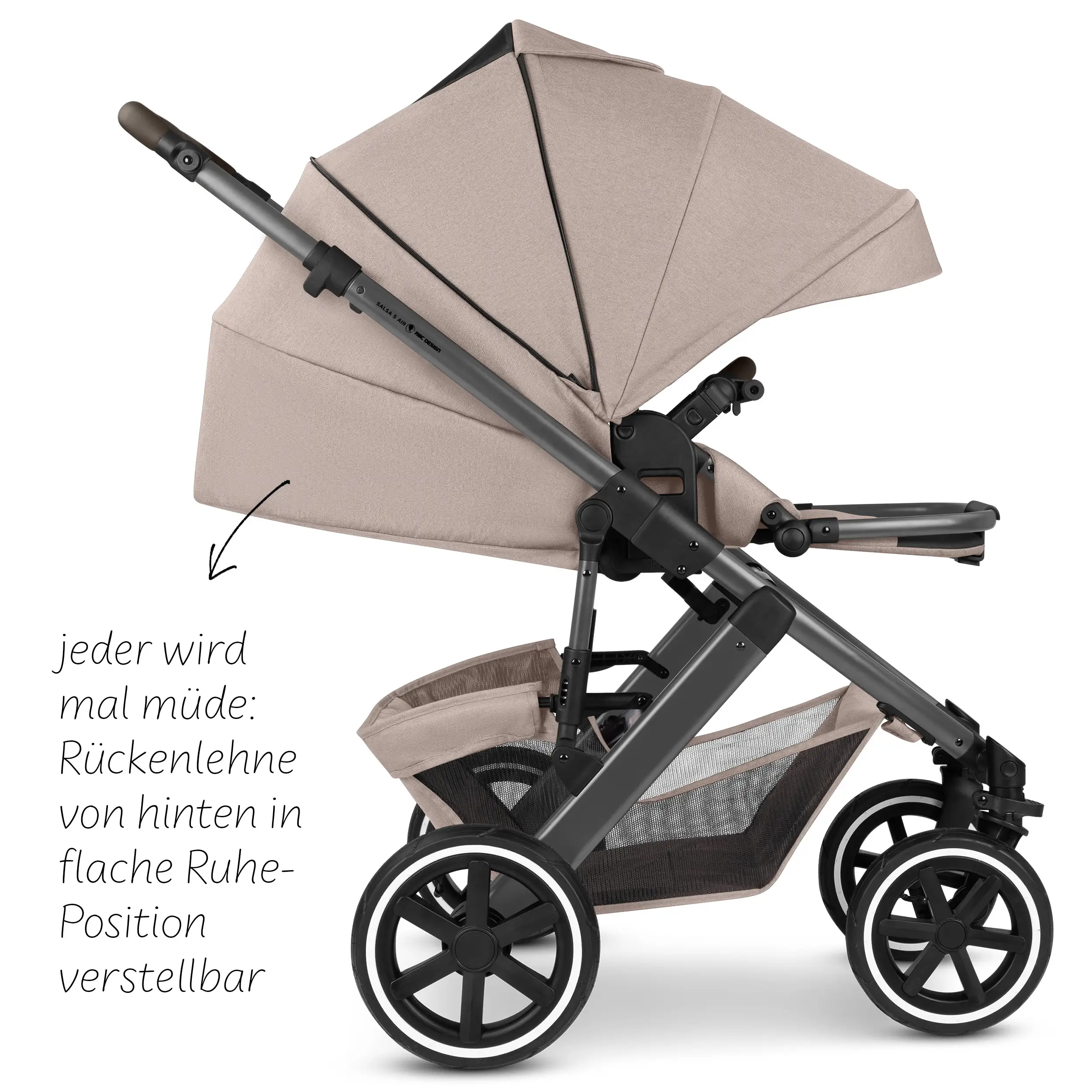 4in1-Kinderwagen-Set Salsa 5 Air inkl. Babyschale Calla mit Liegefunktion - Camel
