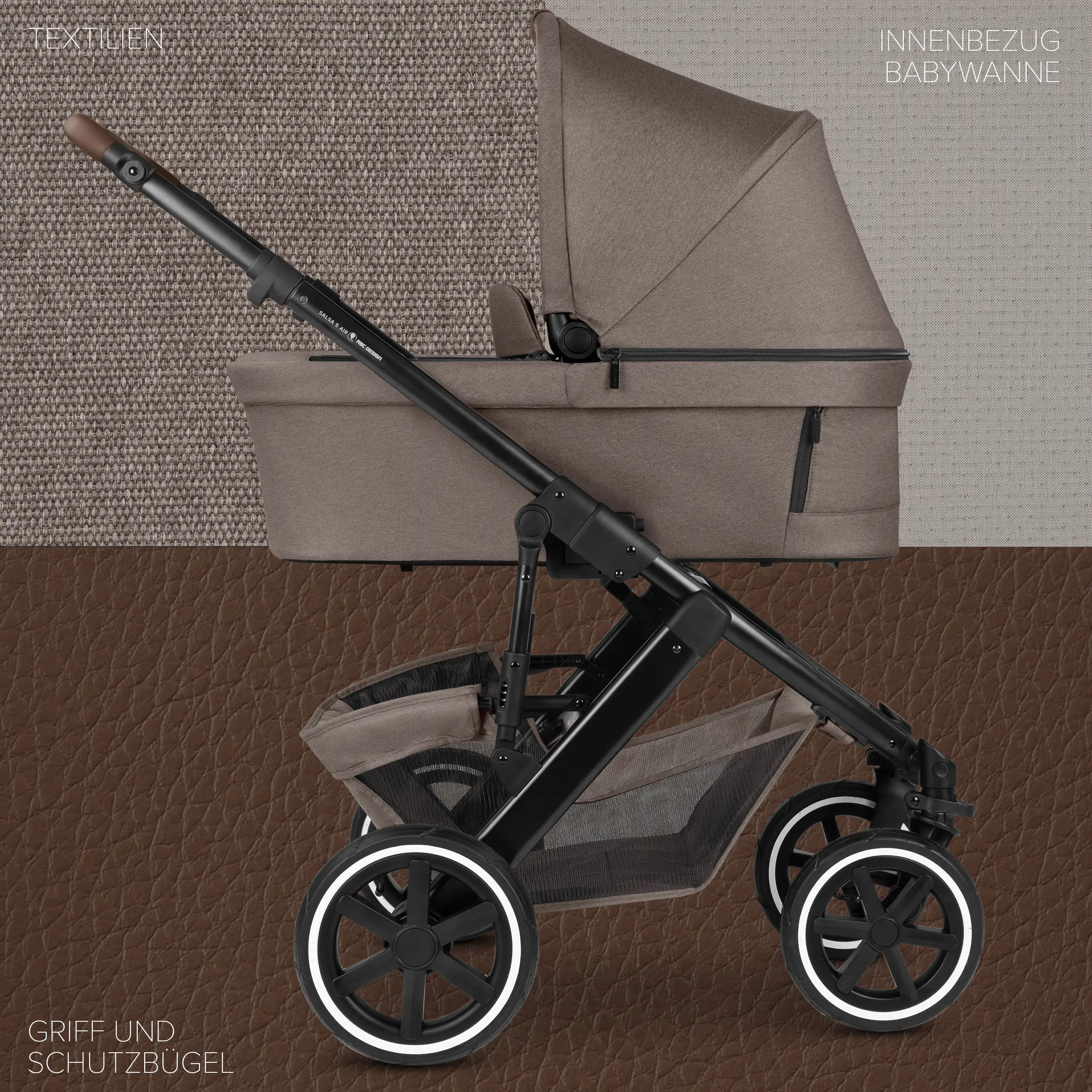 Ensemble poussette 3 en 1 Salsa 5 Air avec siège auto pour bébé Maxi Cosi Pebble 360 Pro 2 - Nature