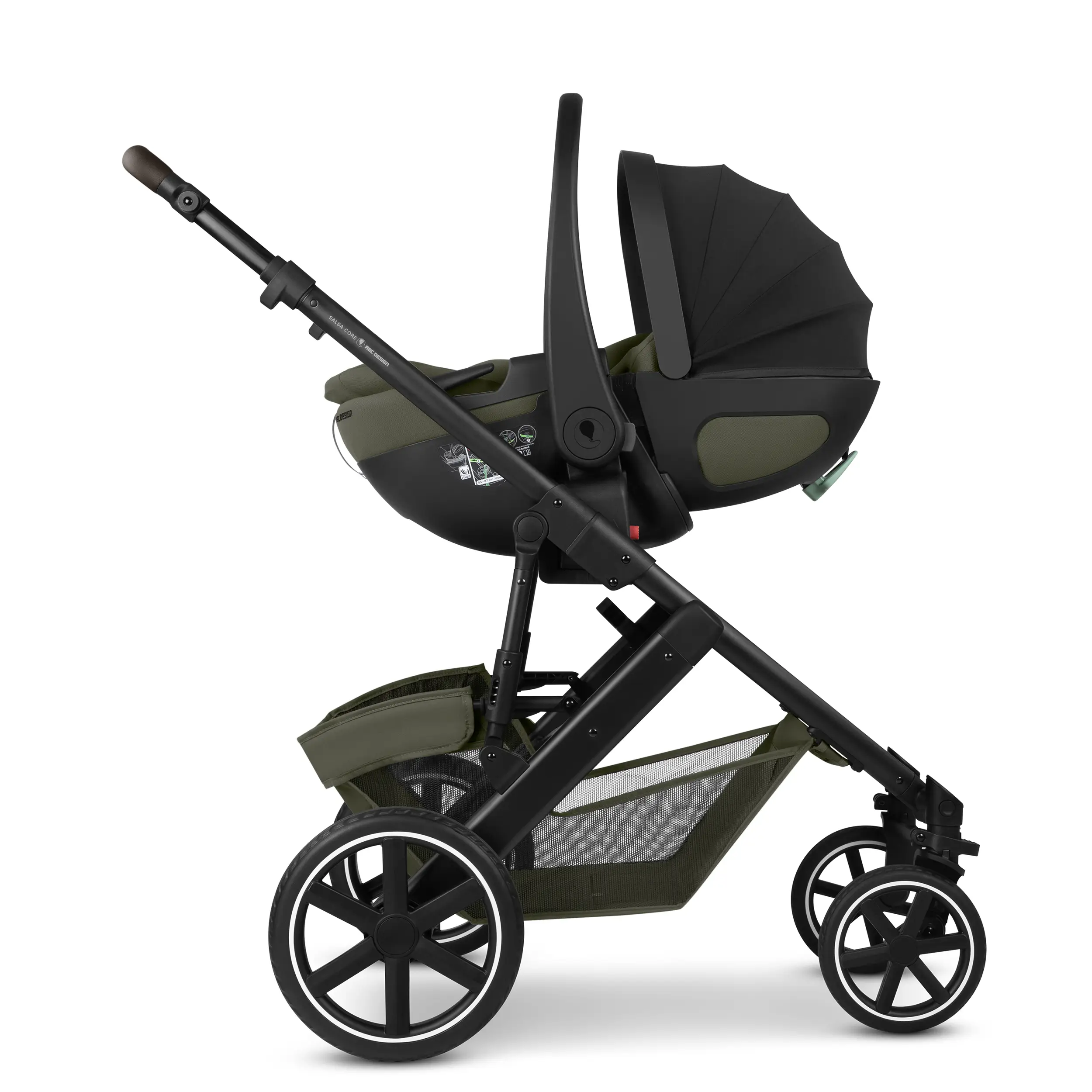 Ensemble poussette 3en1 Salsa Core avec siège auto pour bébé Calla à fonction allongée - Olive