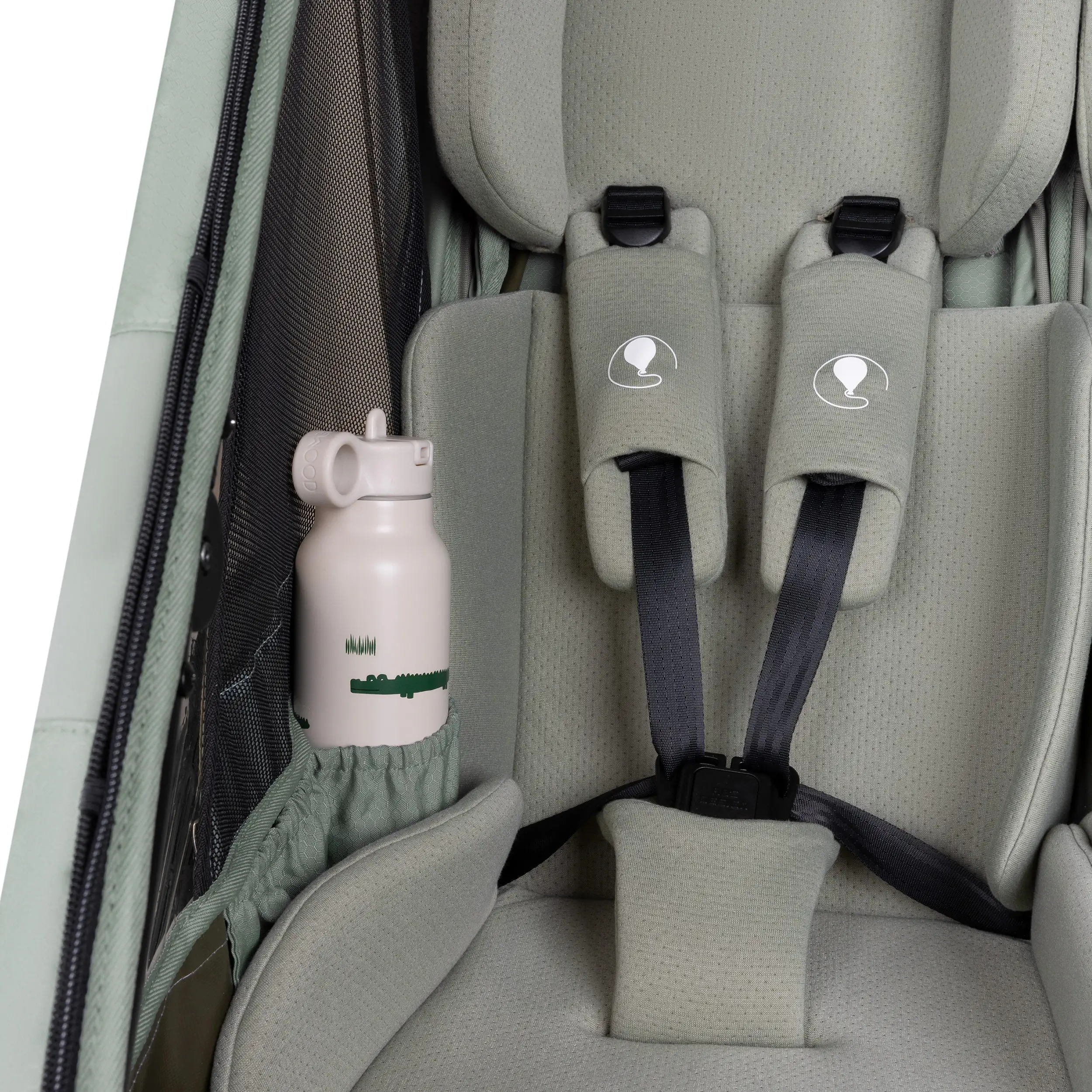 Remorque à vélo Tour 2 avec 2 sièges confortables et roues gonflables - Olive