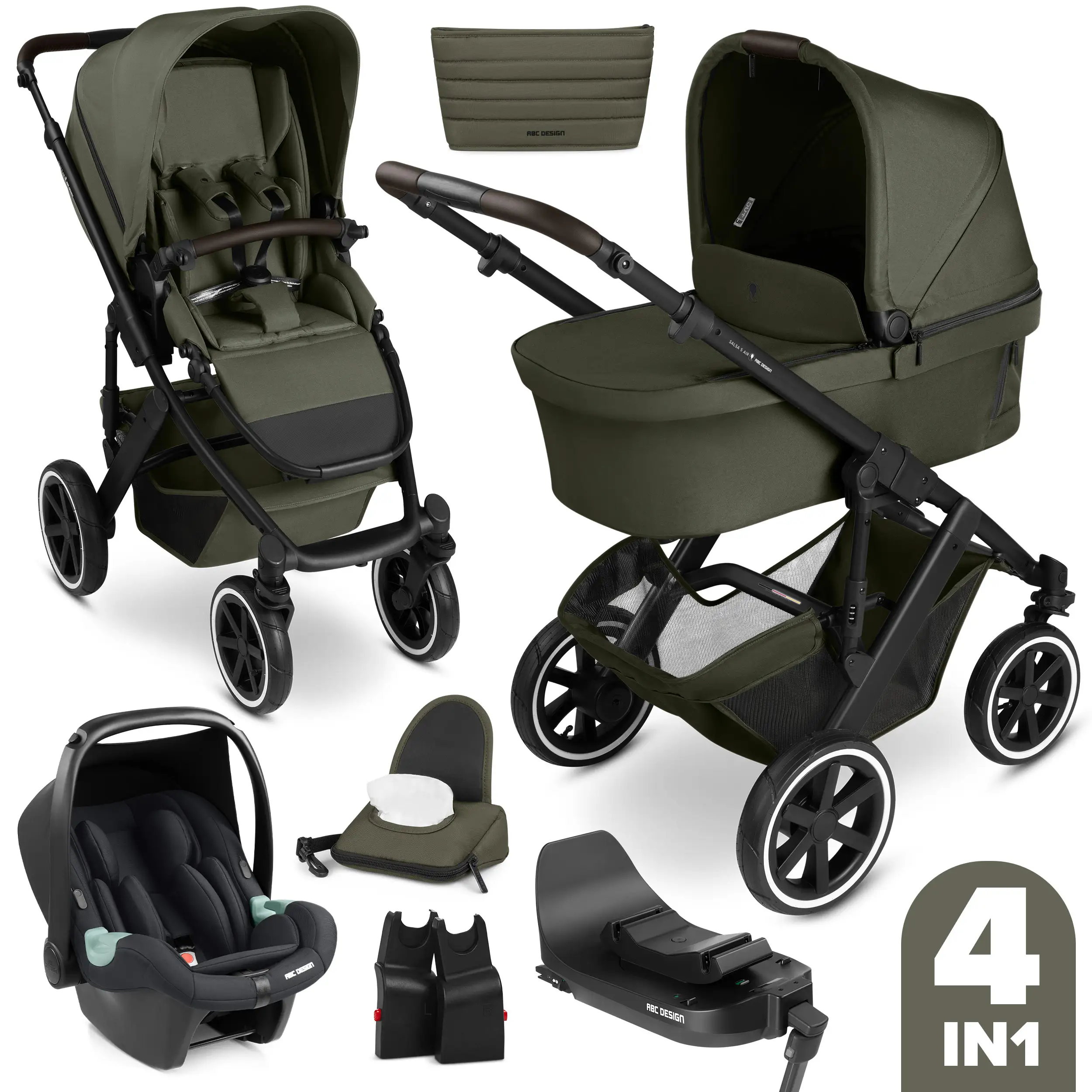 Ensemble poussette 4en1 Salsa 5 Air avec Base Isofix - Avocado