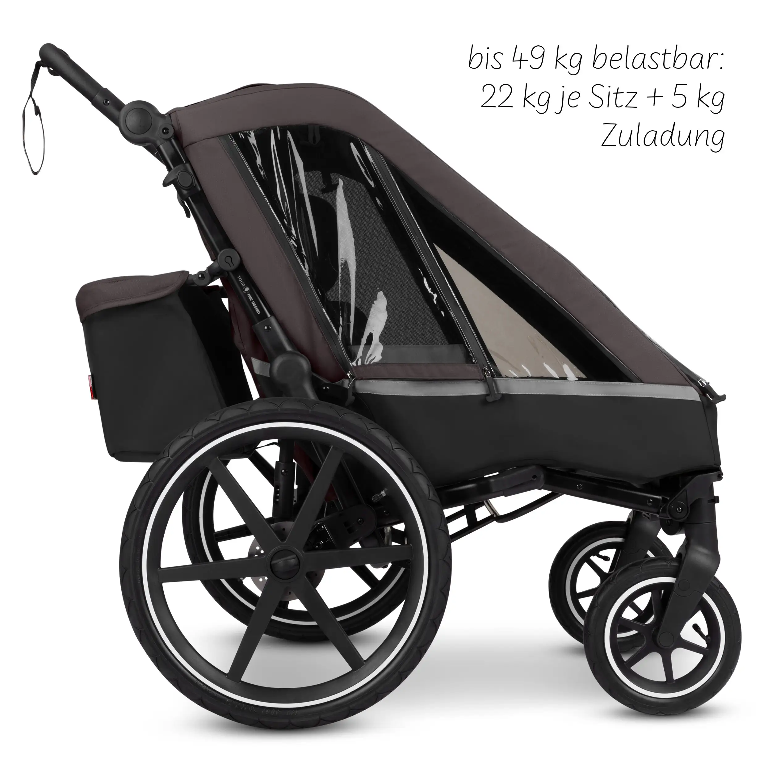 Remorque à vélo Tour 2 avec 2 sièges confortables et roues gonflables - Falcon