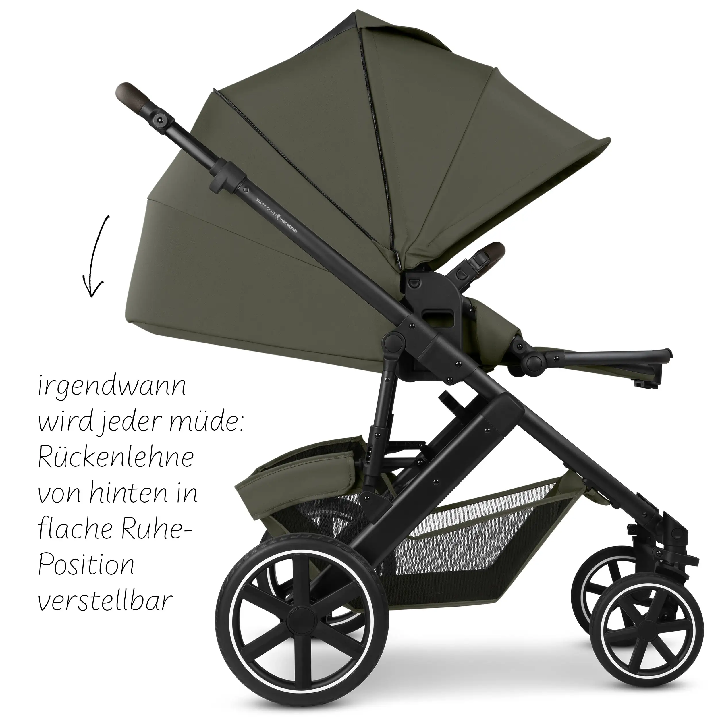 Ensemble poussette 3en1 Salsa Core avec coque auto inclinable Calla - Olive
