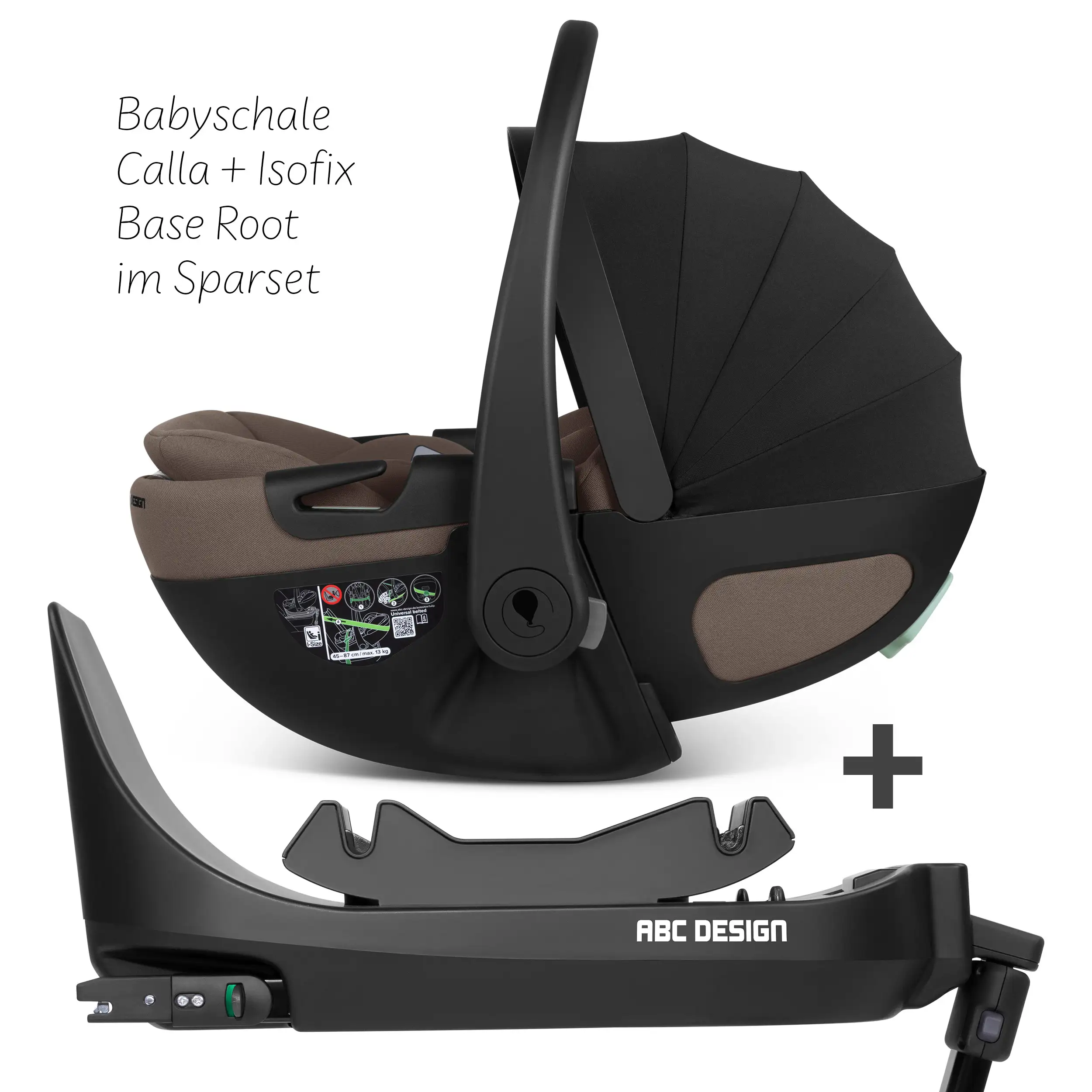 Coque auto Calla i-Size avec position allongée, base ISOFIX rotative Root incluse