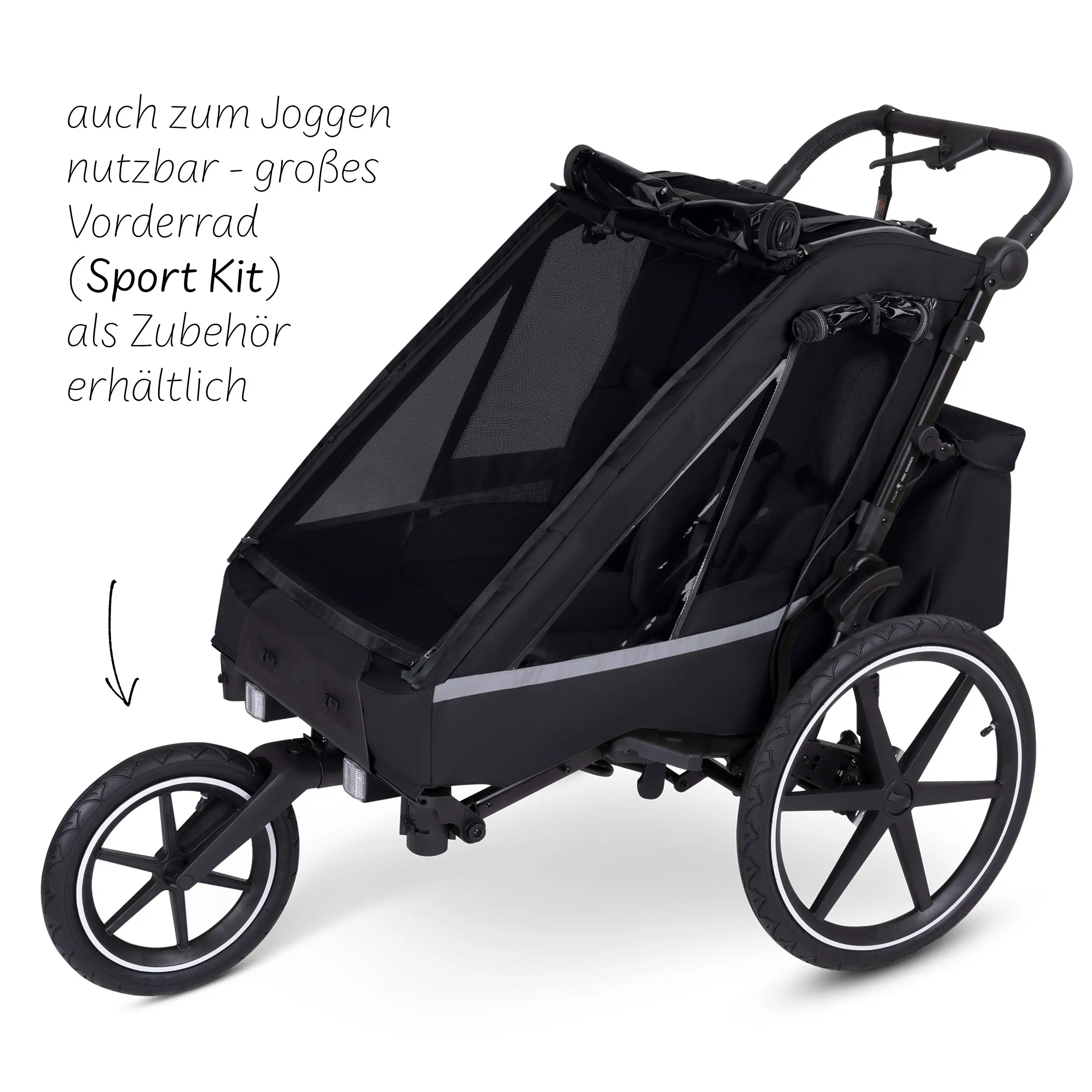 Remorque à vélo Tour avec 2 sièges confort et roues gonflables - Ink