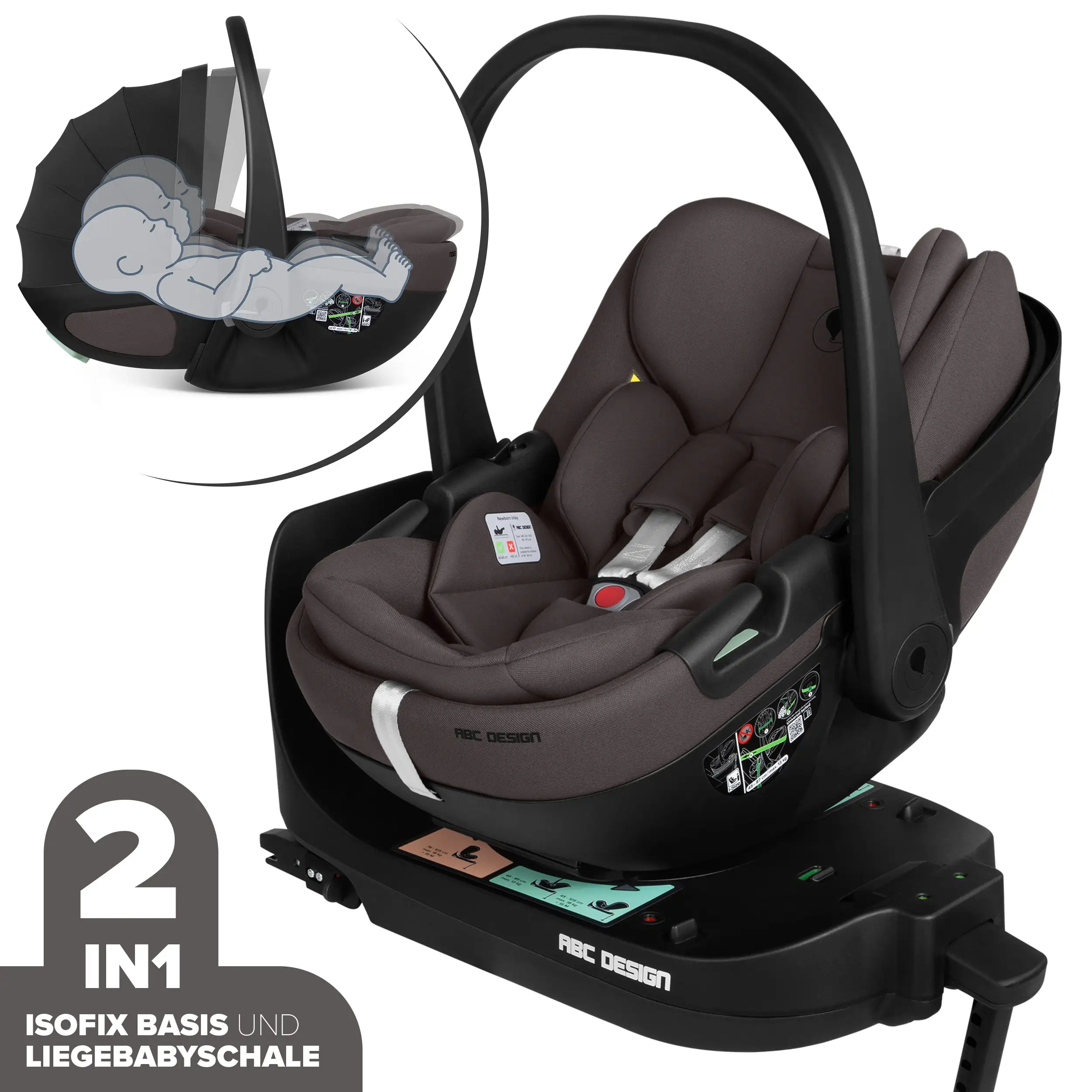 Coque auto Calla i-Size avec position allongée, base ISOFIX rotative Root incluse - Falcon