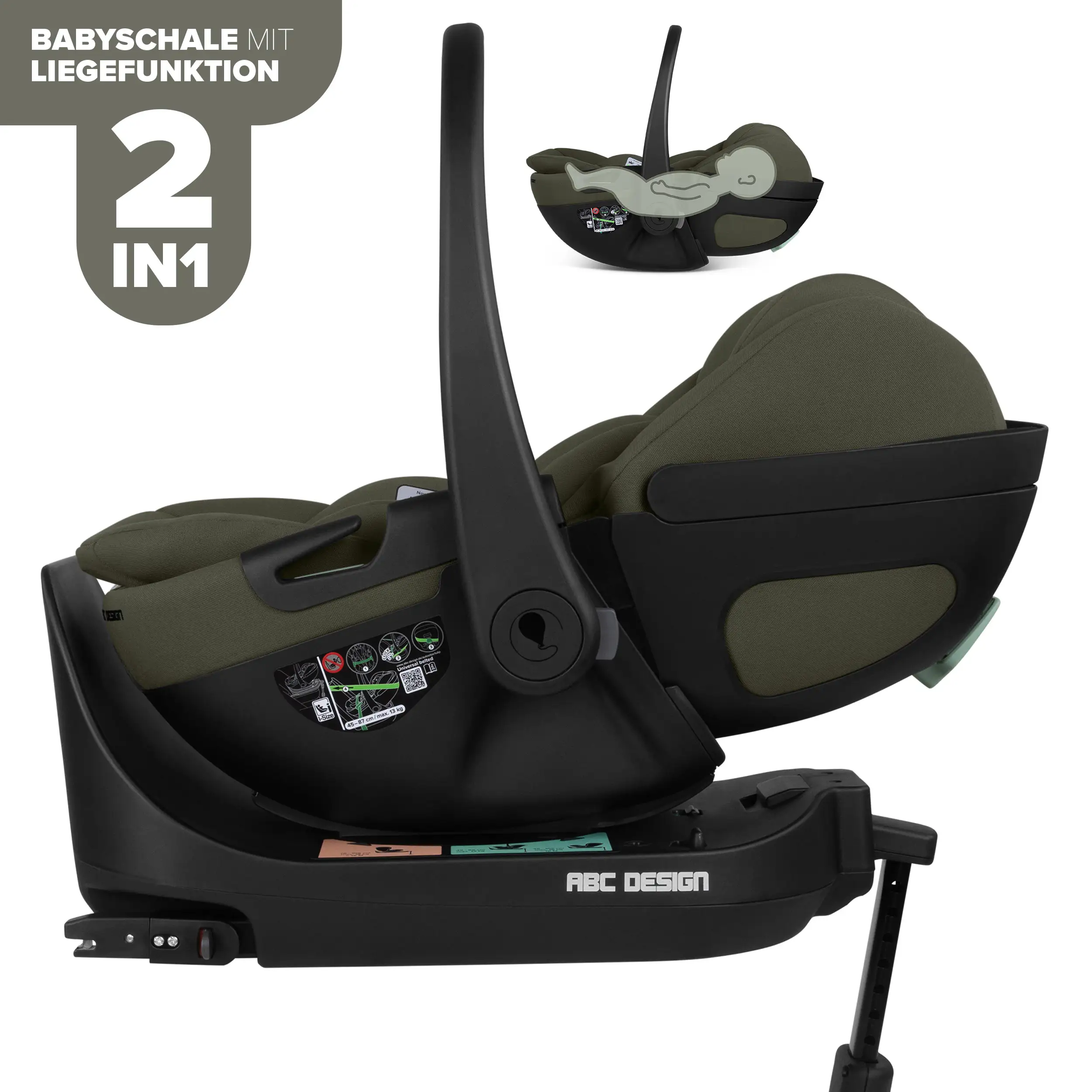 Coque auto Calla i-Size avec position allongée, base ISOFIX rotative Root incluse