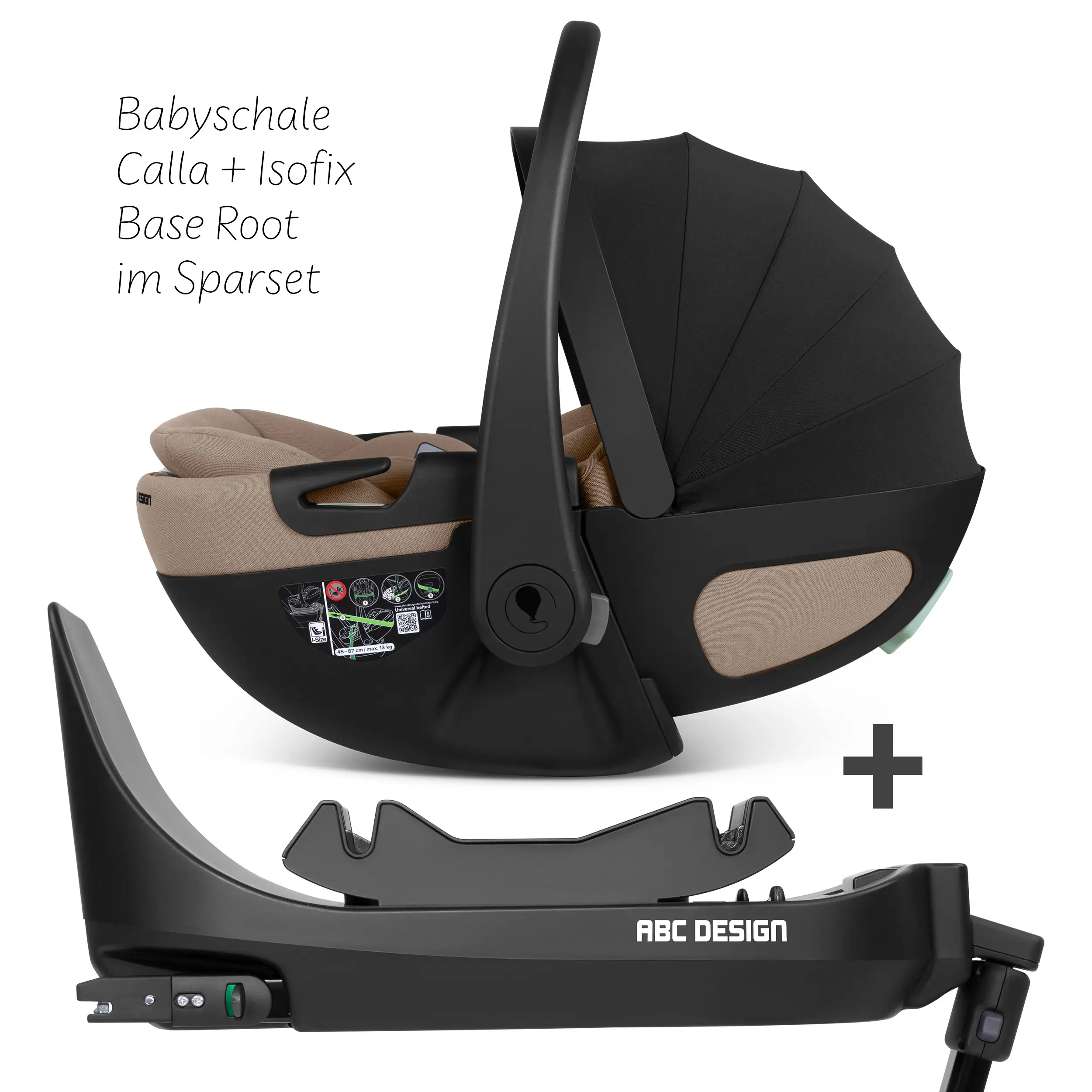 Coque auto Calla i-Size avec position allongée, base ISOFIX rotative Root incluse