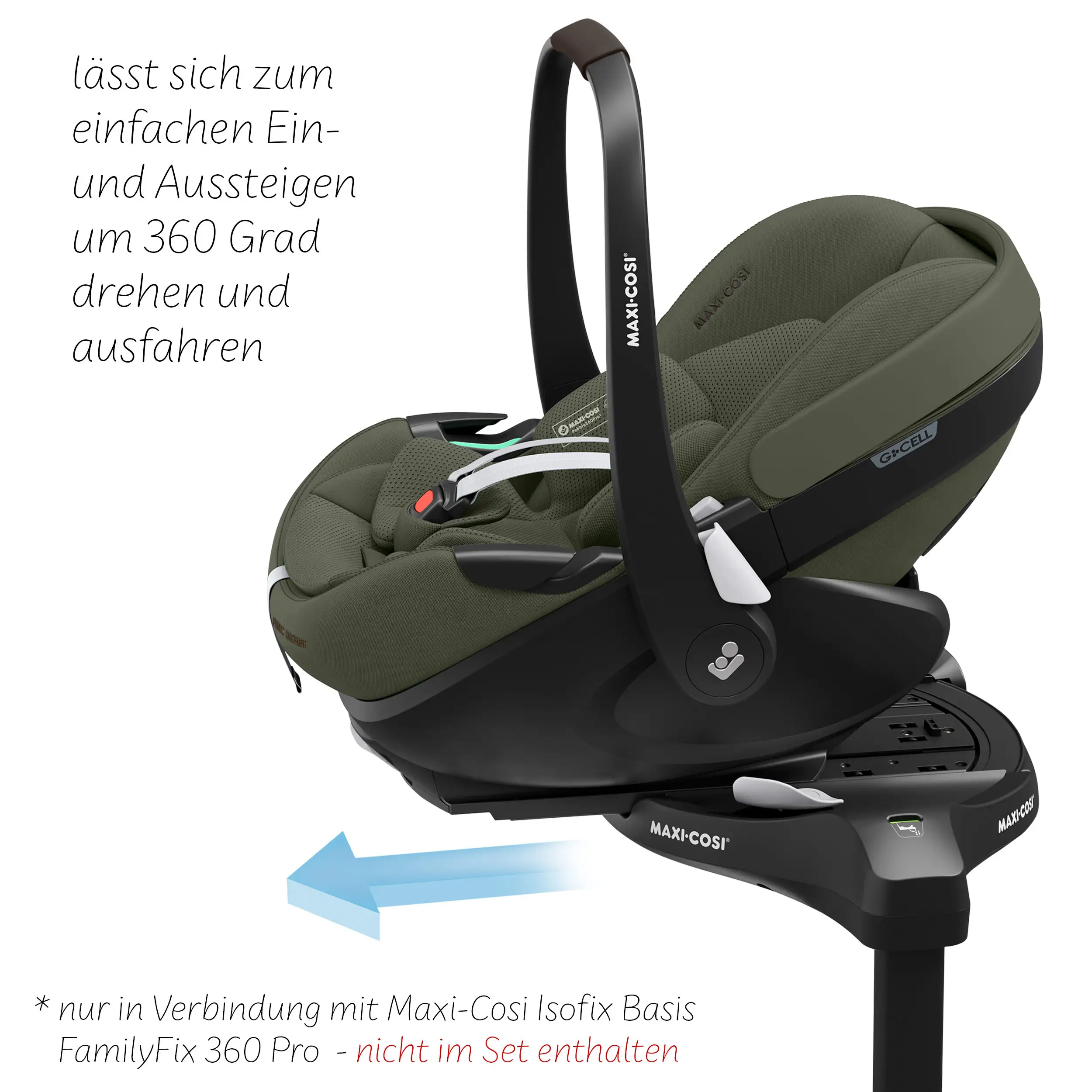 Ensemble poussette 3en1 City Life avec coque auto Maxi-Cosi Pebble 360 Pro 2 - Avocado