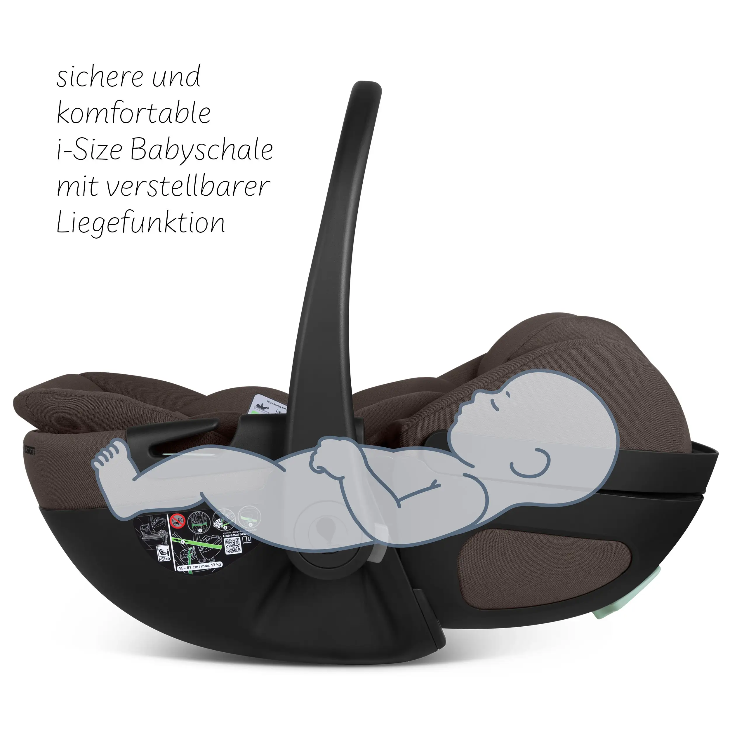 Coque auto Calla i-Size avec position allongée, base ISOFIX rotative Root incluse